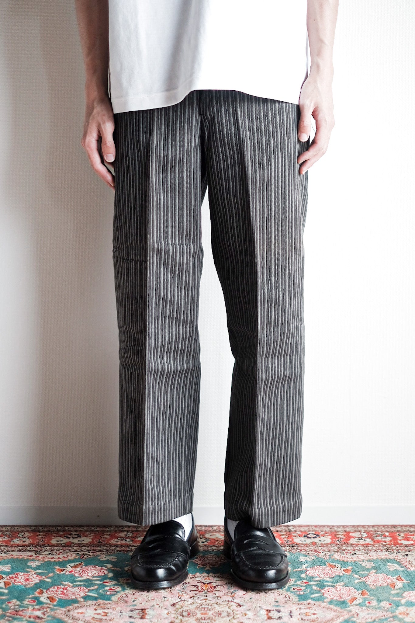 ［~40's］French Vintage Cotton Pique Striped Work Pants "Dead Stock"
