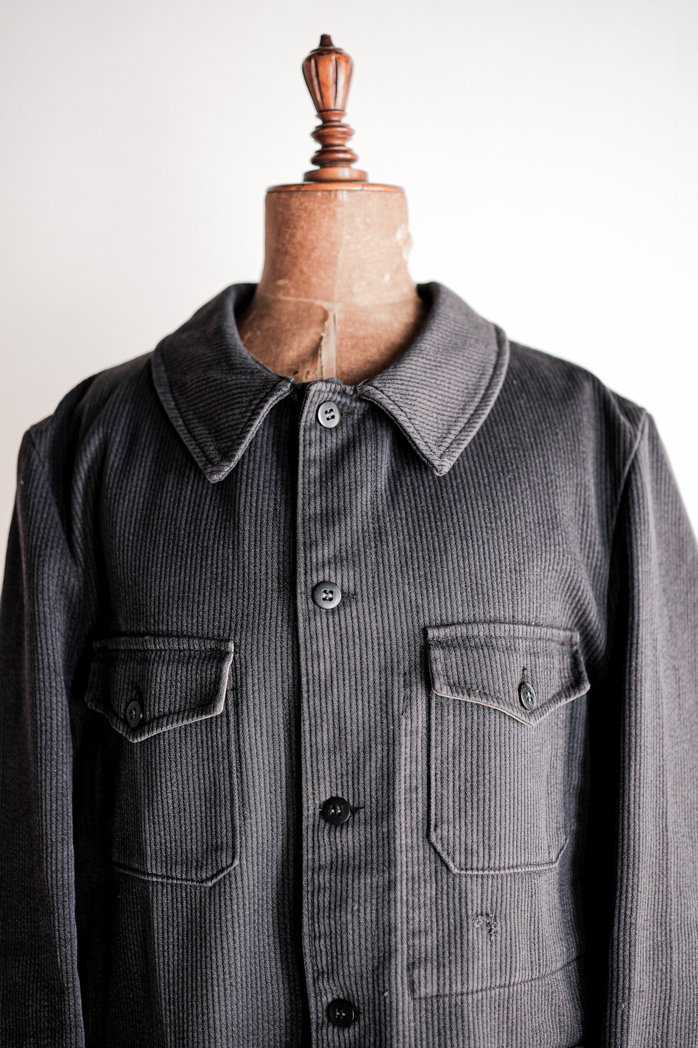 【~60's】French Vintage Blue Gray Cotton Pique Hunting Jacket