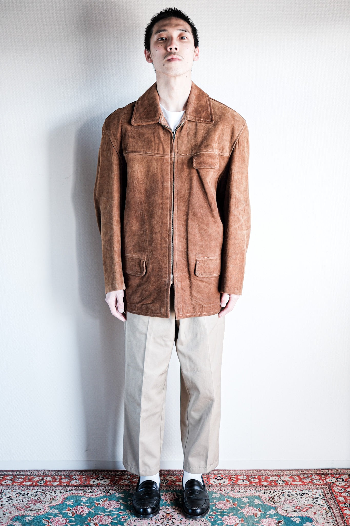 ［~60's］French Vintage Brown Suede Zip Up Jacket