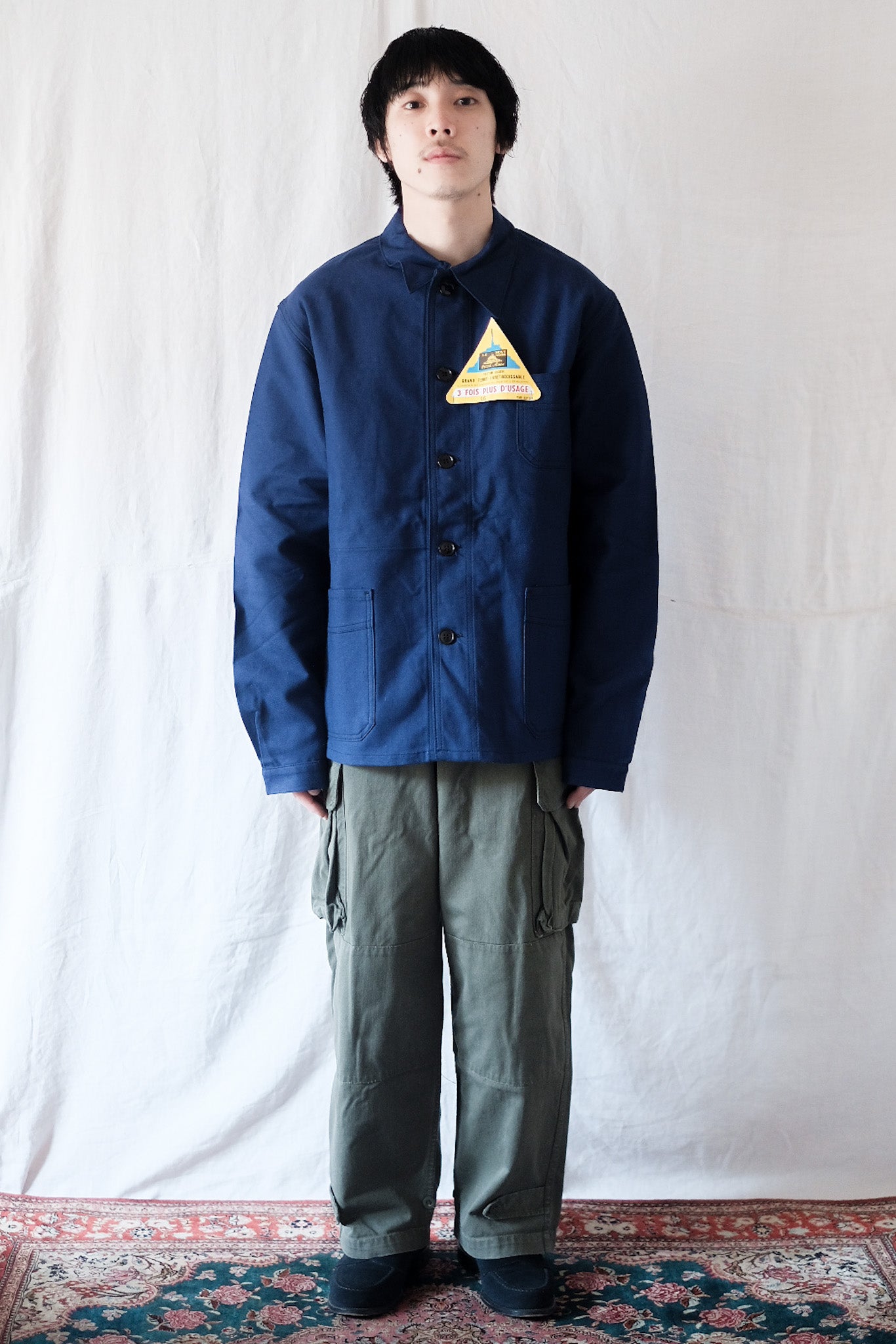 [~ 50's] French Vintage Blue Cotton Twil Work Jacket "Le Mont Stock" "Dead Stock"