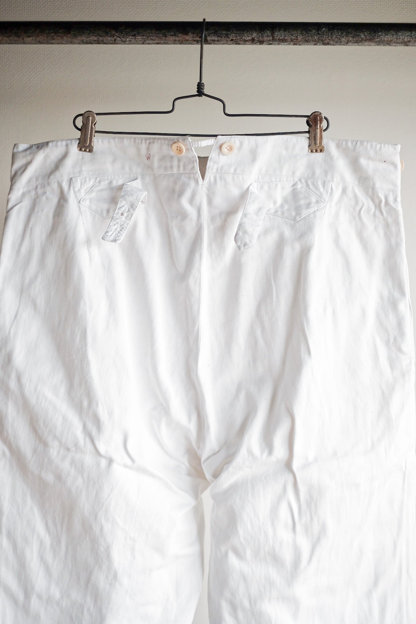【~30's】French Navy White Cotton Trousers