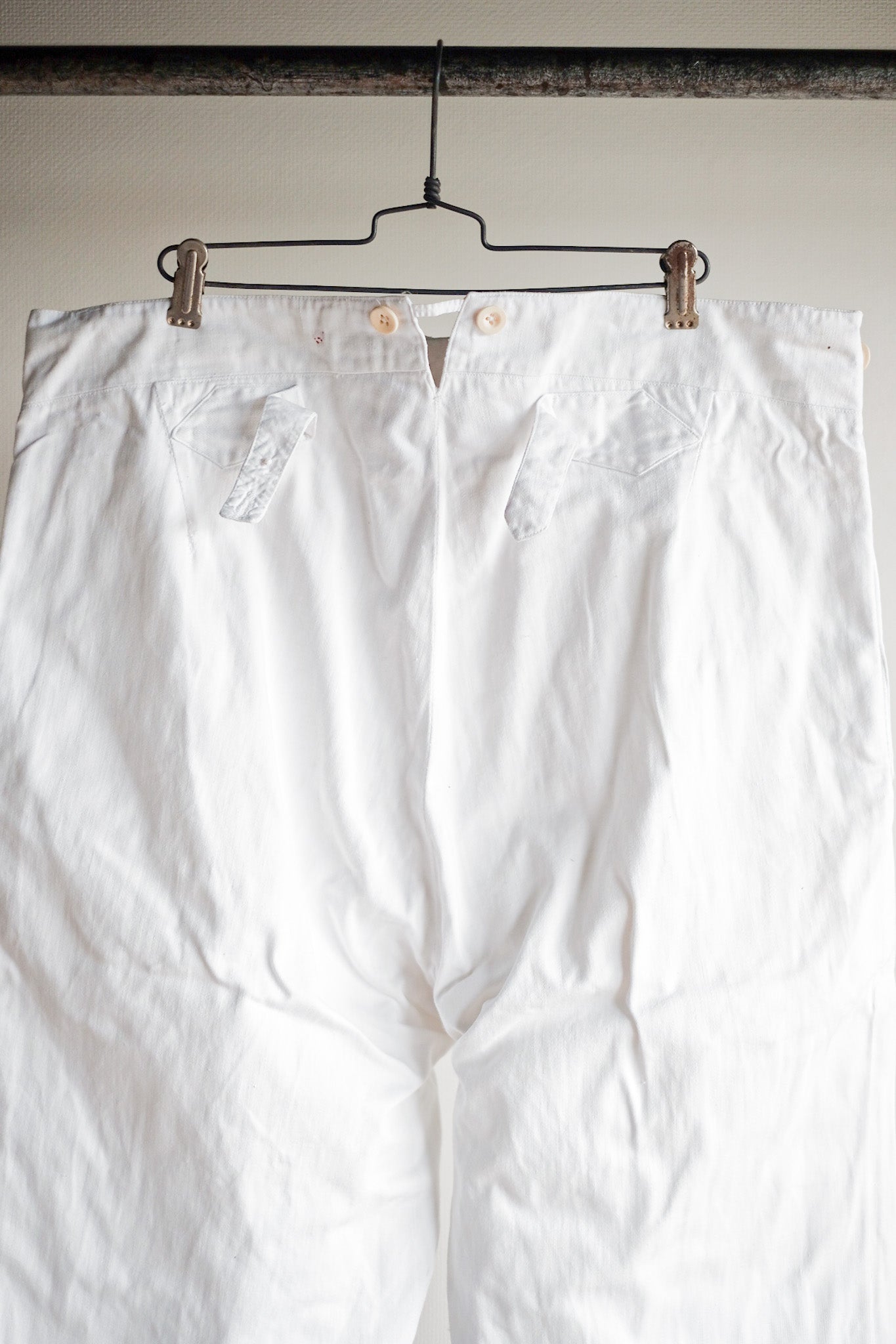 ［~30's］French Navy White Cotton Trousers