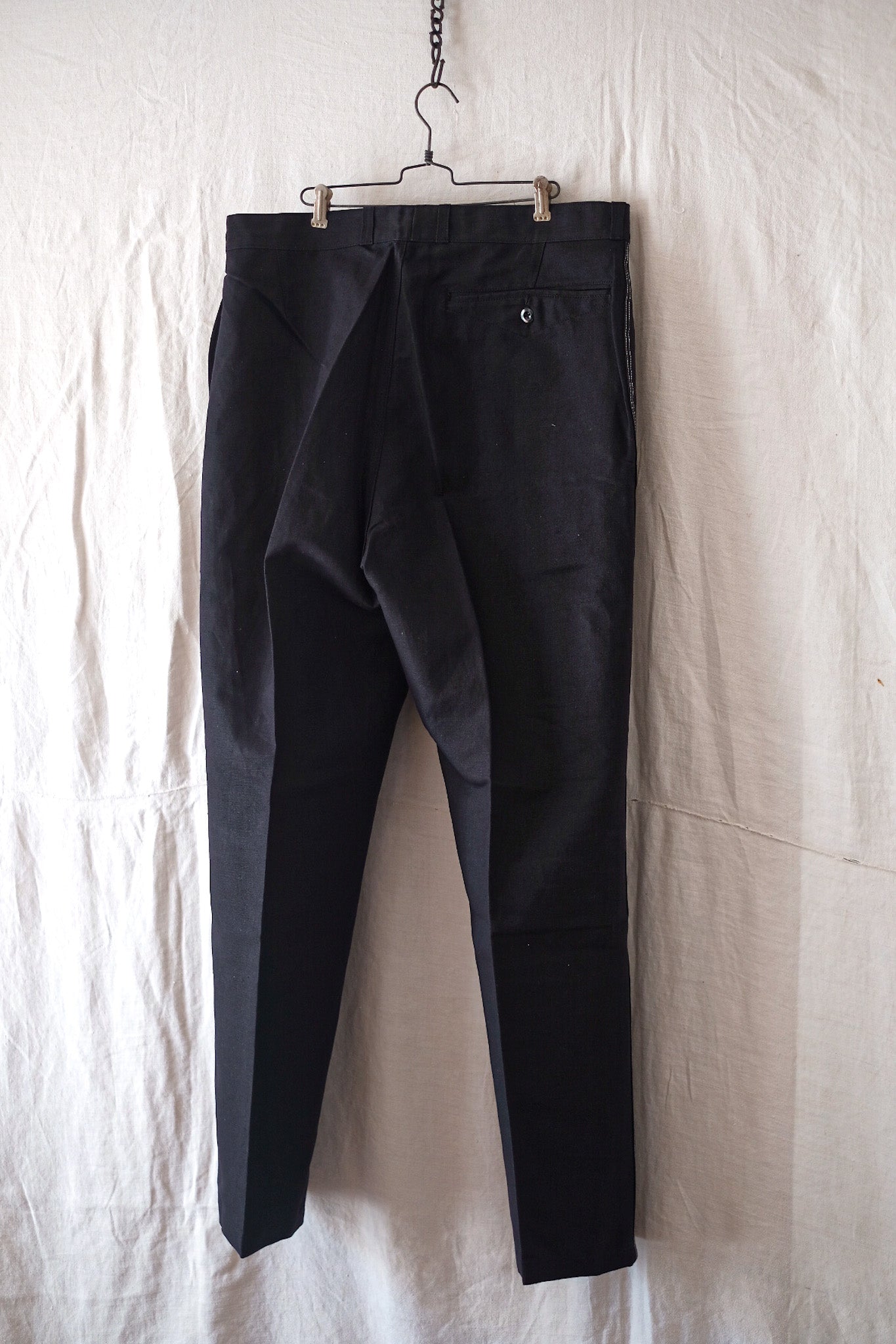 [~ 50's] Pantalon de travail en lin noir vintage français "stock mort"