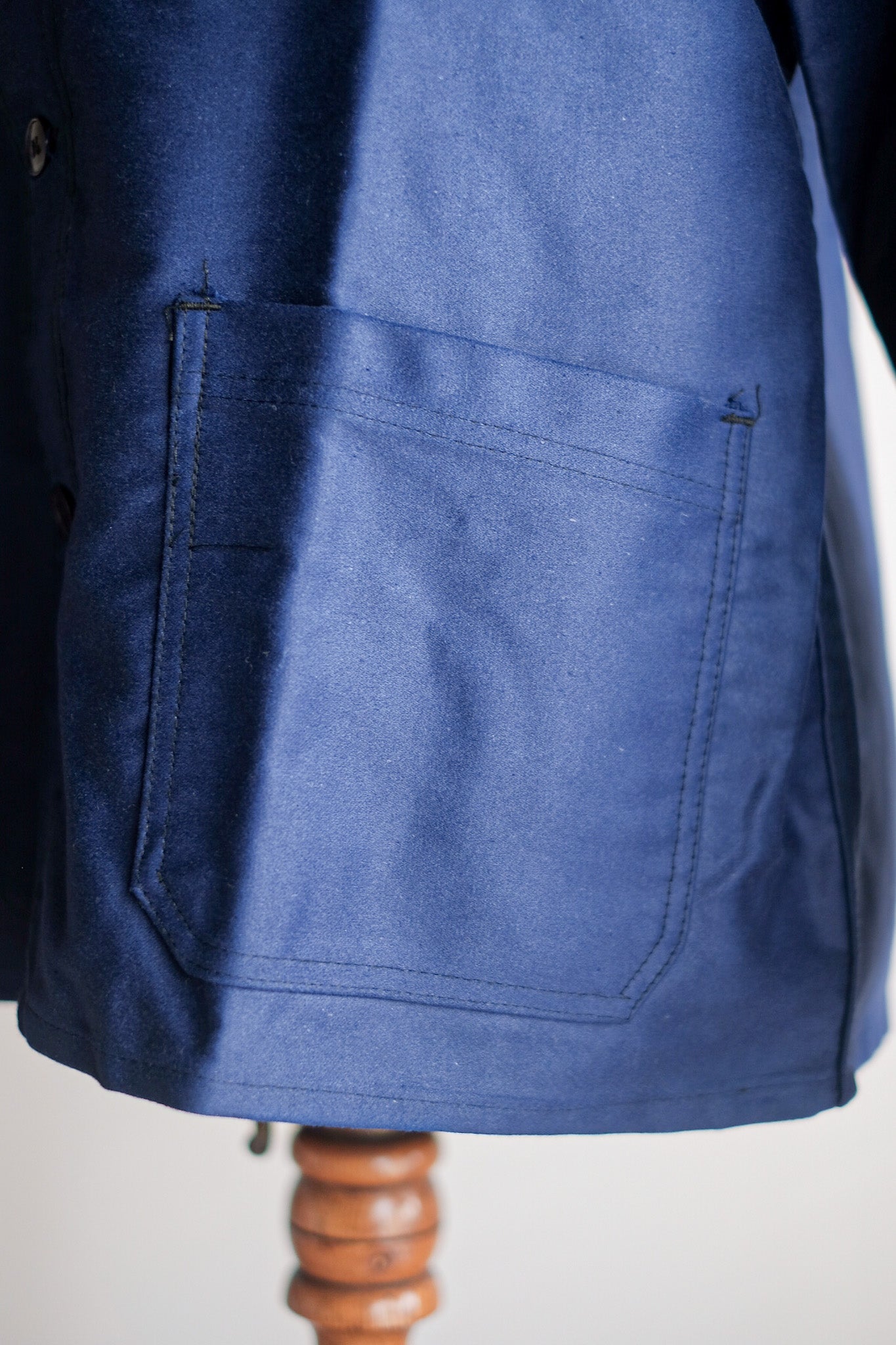 [~ 60 년대] 프랑스 빈티지 블루 몰스킨 작업 재킷 "데드 스톡"