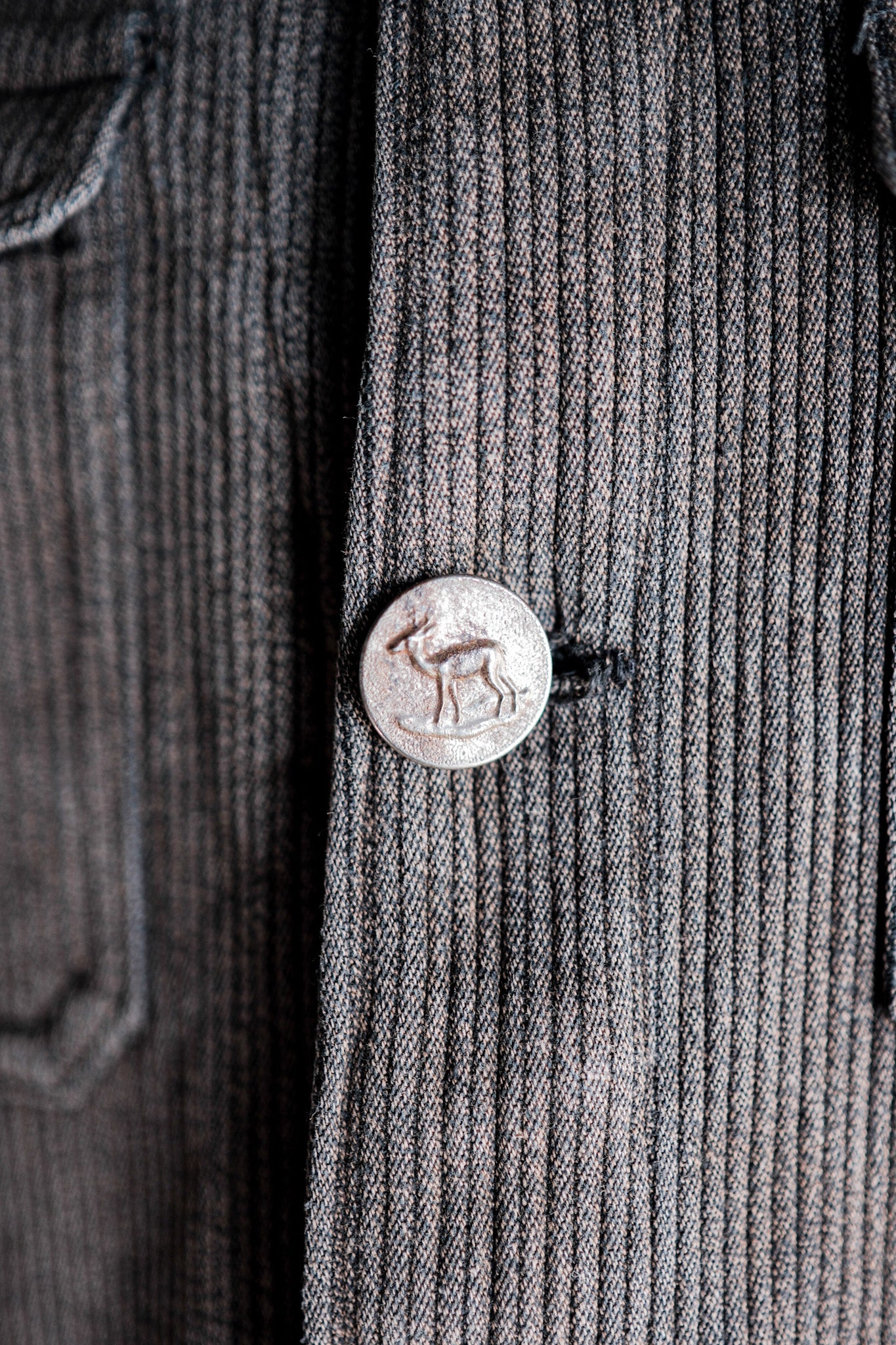 ［~40's］French Vintage Brown Salt & Pepper Cotton Pique Hunting Jacket