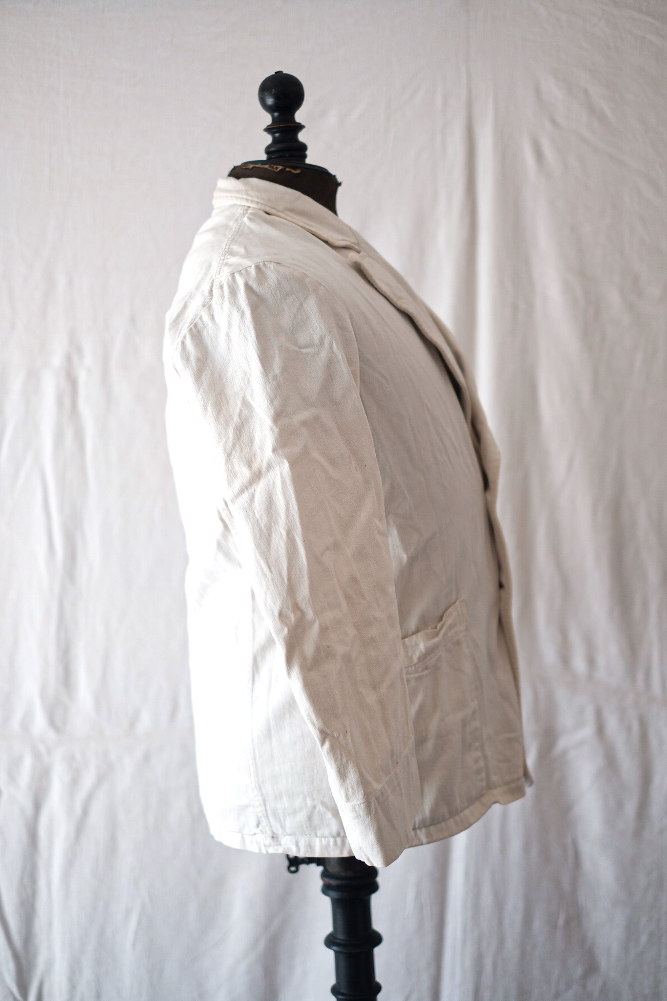 [〜40年代]法國復古雙胸白色棉質斜紋夾克