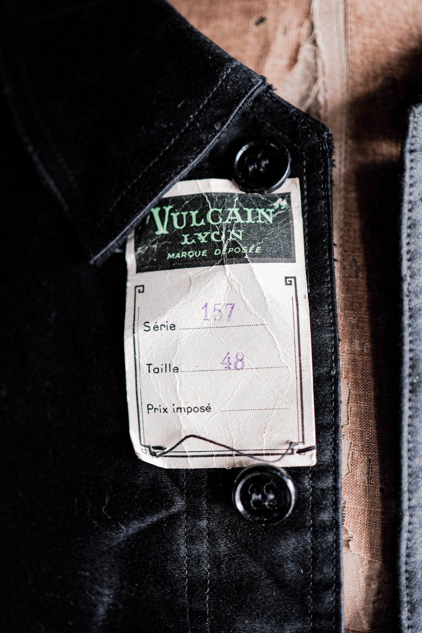 ［~40's］French Vintage Black Light Moleskin Work Jacket "Vulcain" "Dead Stock"
