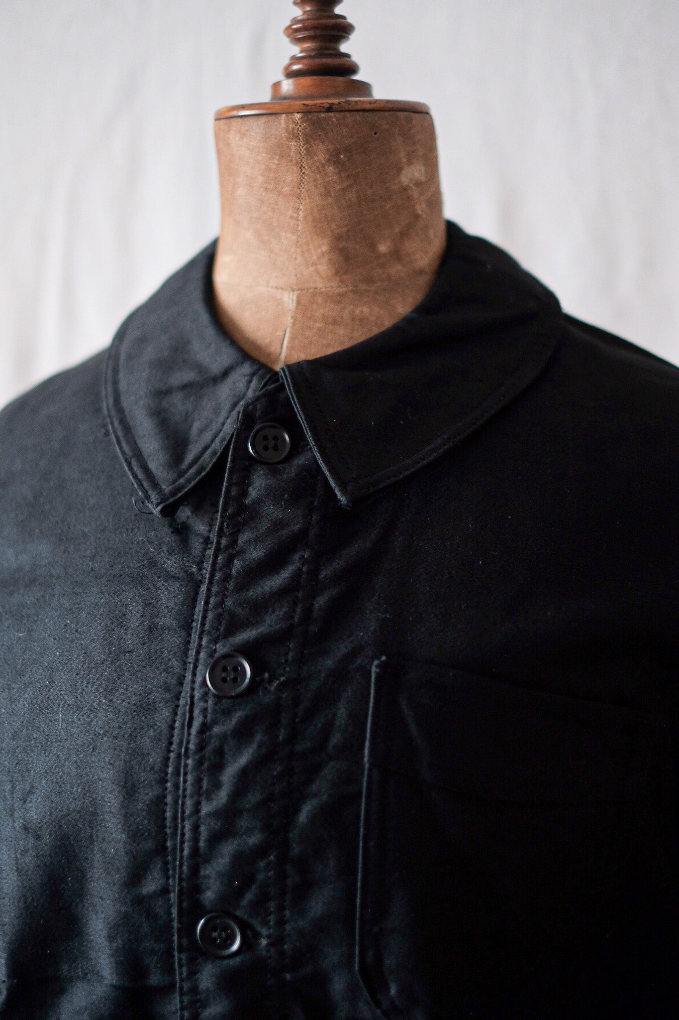 [~ 40's] French Vintage Black Moleskin Work Jacket