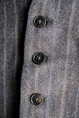 [~ 40's] French Vintage Grey Wool Striped Work Gilet