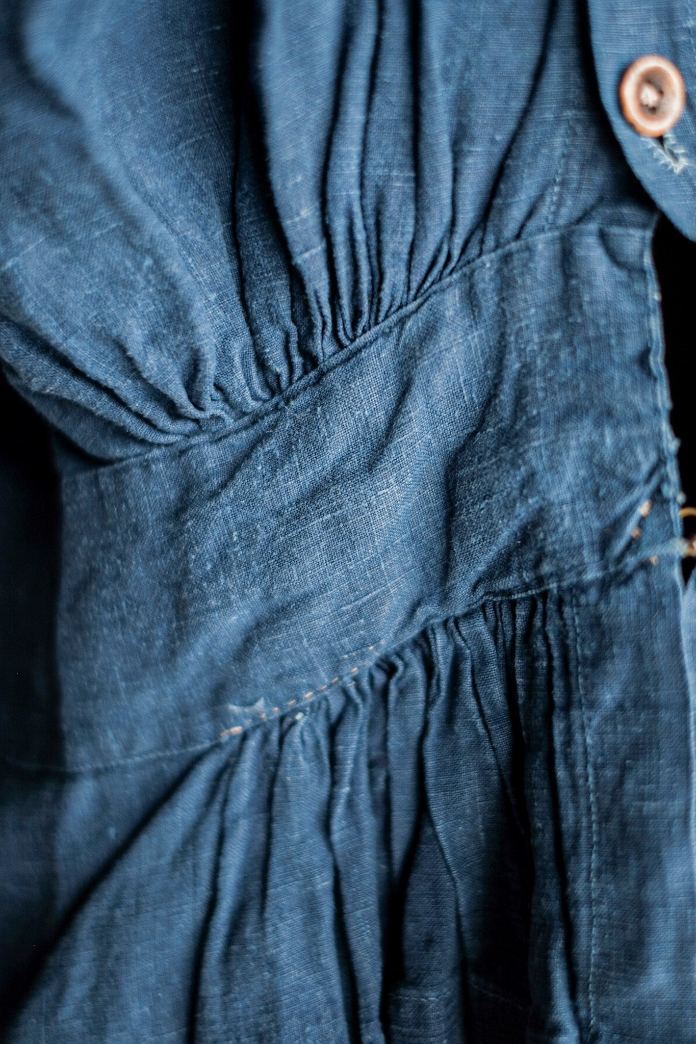 ［Late 19th C］French Antique Indigo Linen Fireman Bourgeron Jacket