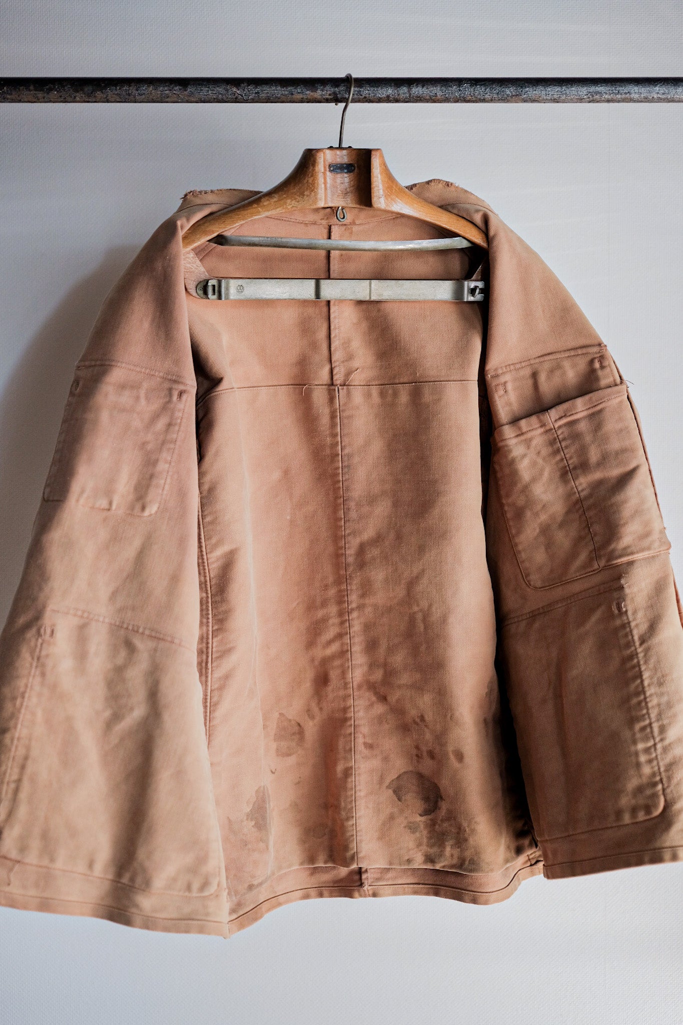 ［~30's］French Vintage Moleskin Hunting Jacket With Chin Strap