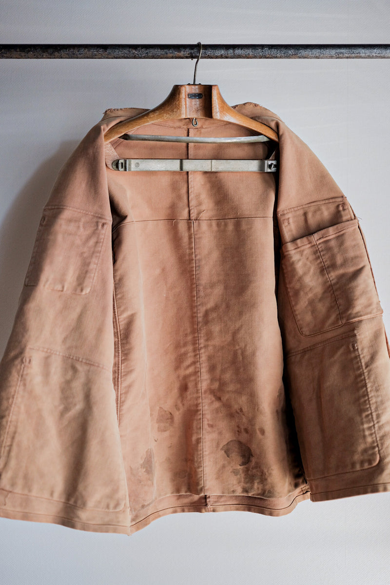 【~30's】French Vintage Moleskin Hunting Jacket With Chin Strap