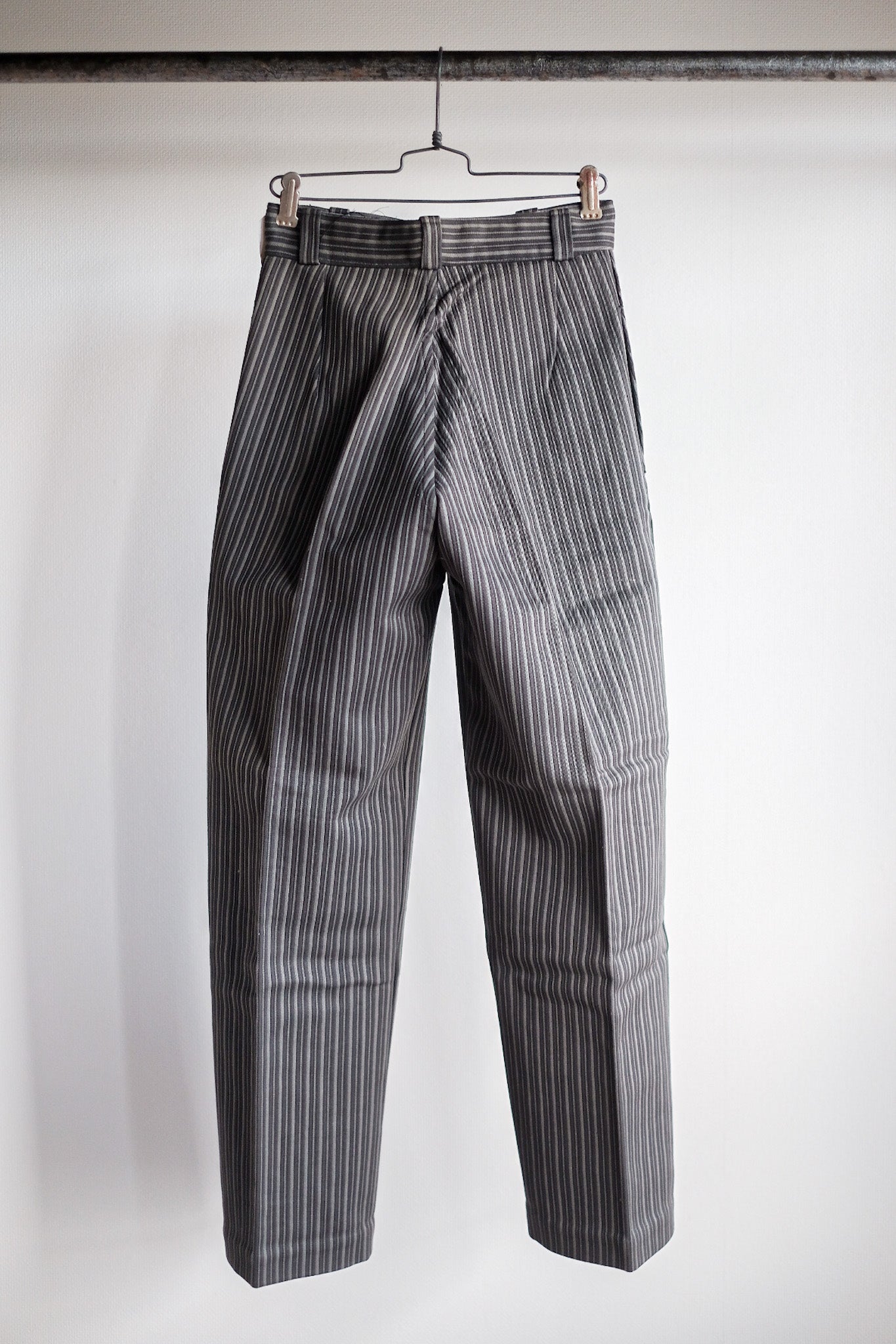 [〜40年代]法國復古棉花派式條紋工作褲“死庫存”