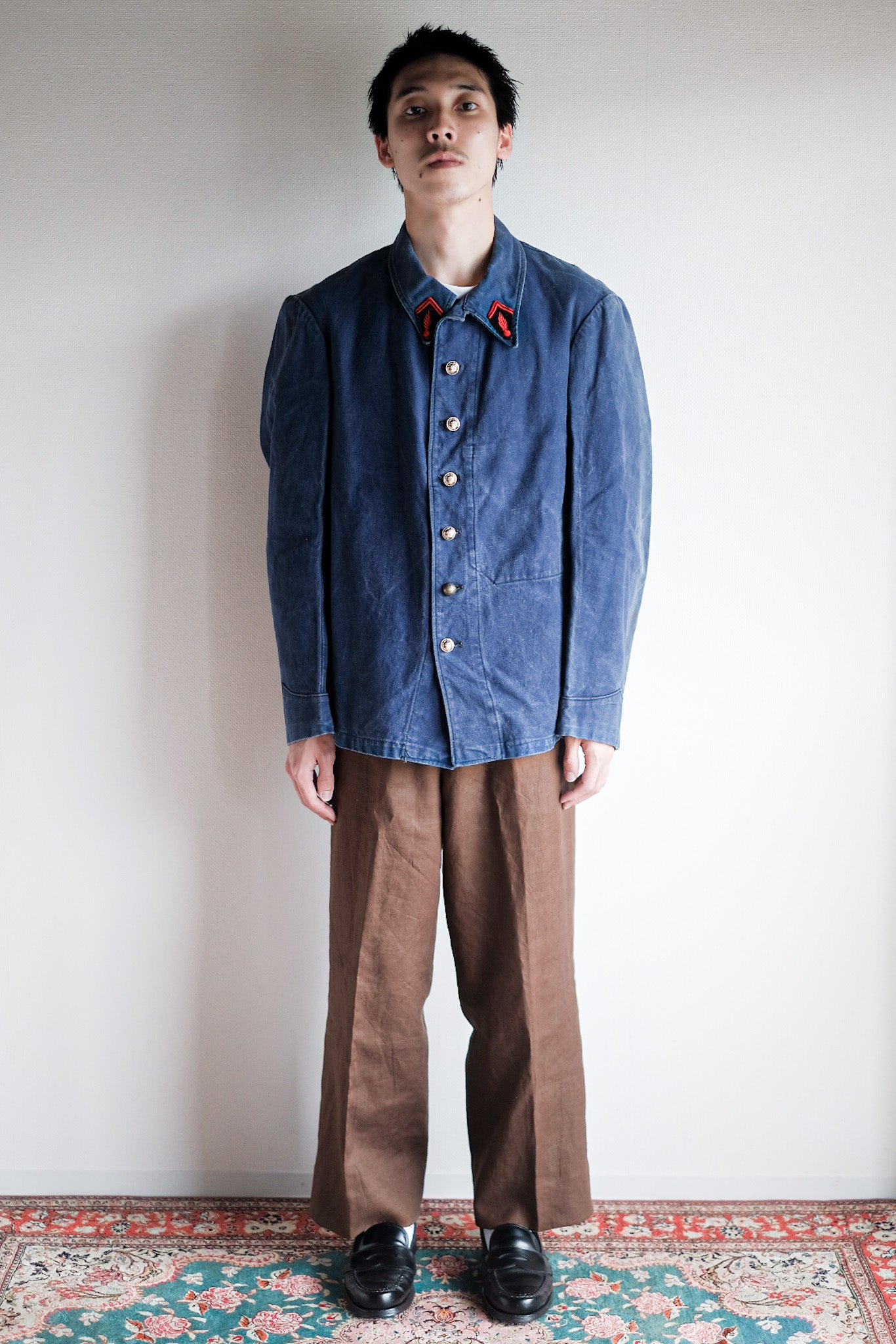 [~ 30's] French Vintage Indigo Metis Fireman Jacket