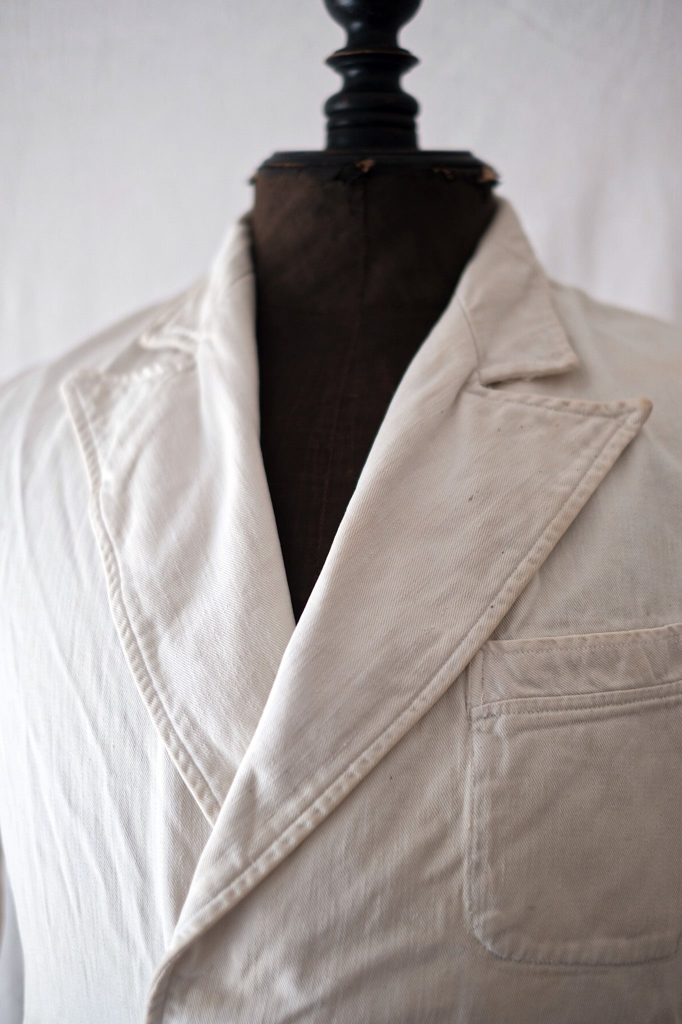[~ 40's] Veste de serre-serre en coton blanc vintage français