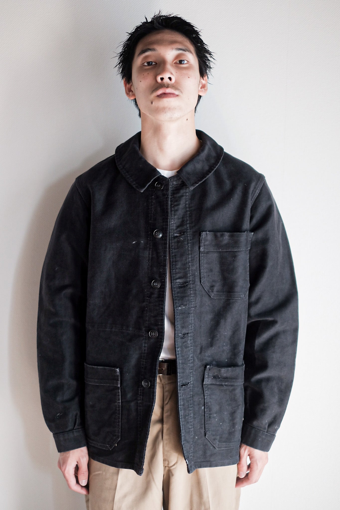 ［~60's］French Vintage Black Moleskin Work Jacket
