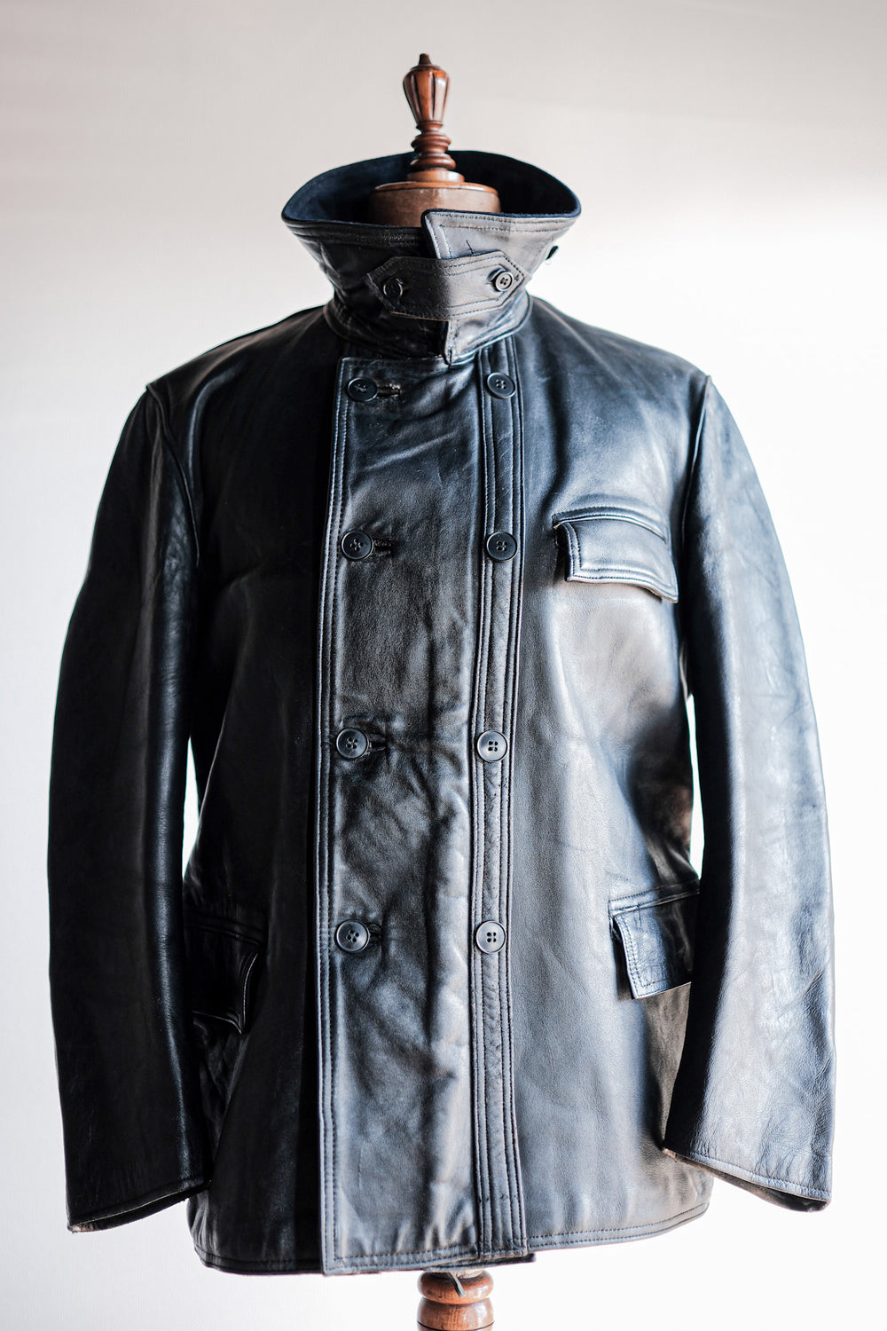 【~50's】French Vintage Le Corbusier Leather Work Jacket "Wool Collar"