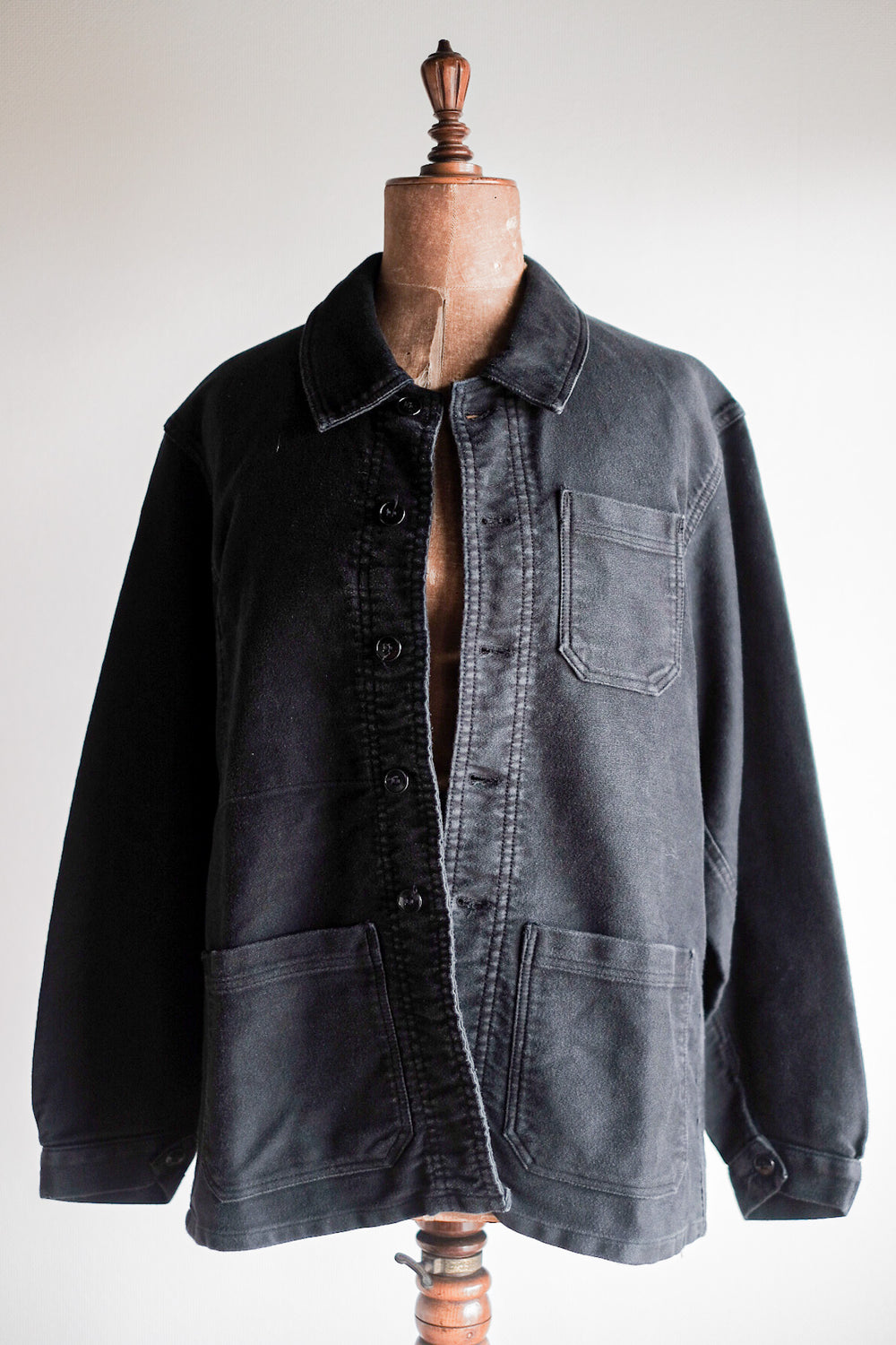 【~50's】French Vintage Black Moleskin Work Jacket