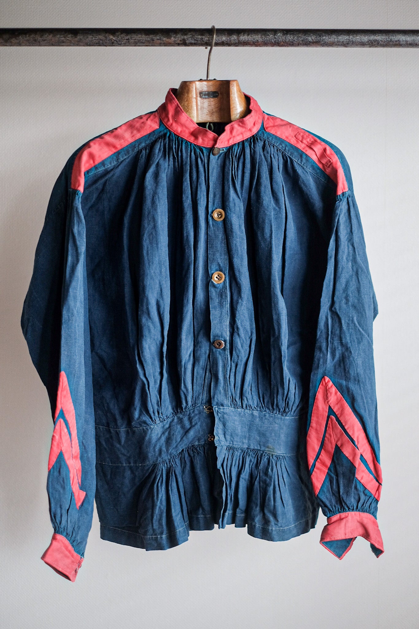 [Late 19th C] French Antique Indigo Linen Fireman Bourgeron Jacket