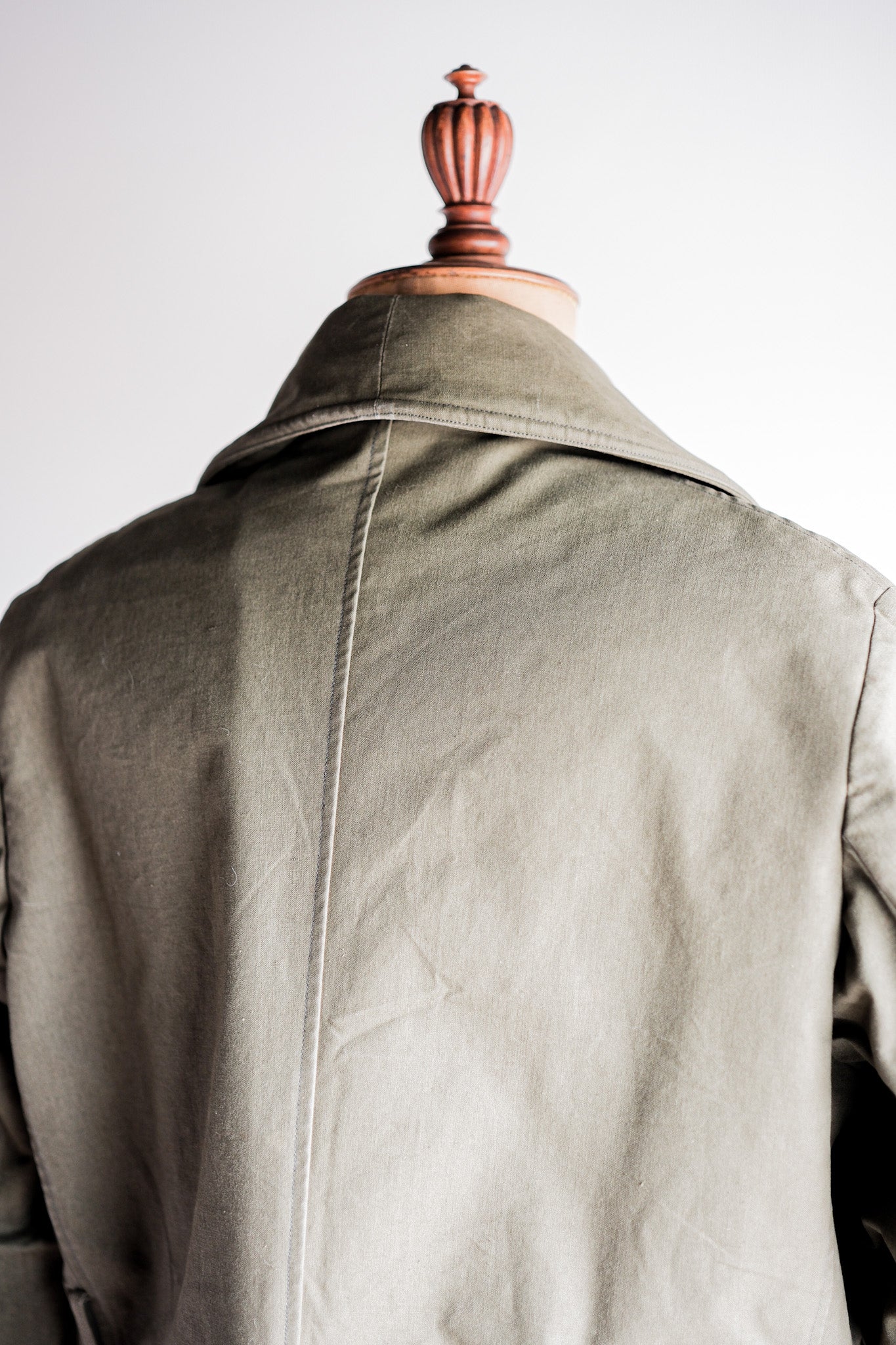 ［~40's］French Vintage Shawl Collar Green Cotton Canvas Mackinaw Coat