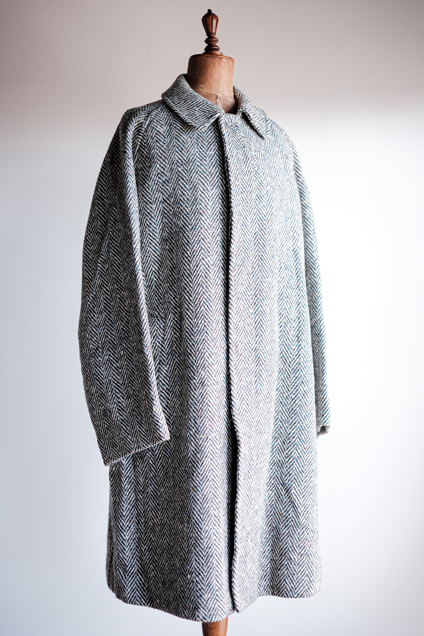 【~80's】Vintage Burberry's Single Raglan HBT Wool Balmacaan Coat Size.44R "HESPEN MODE-SPORT BREMEN. 別注"