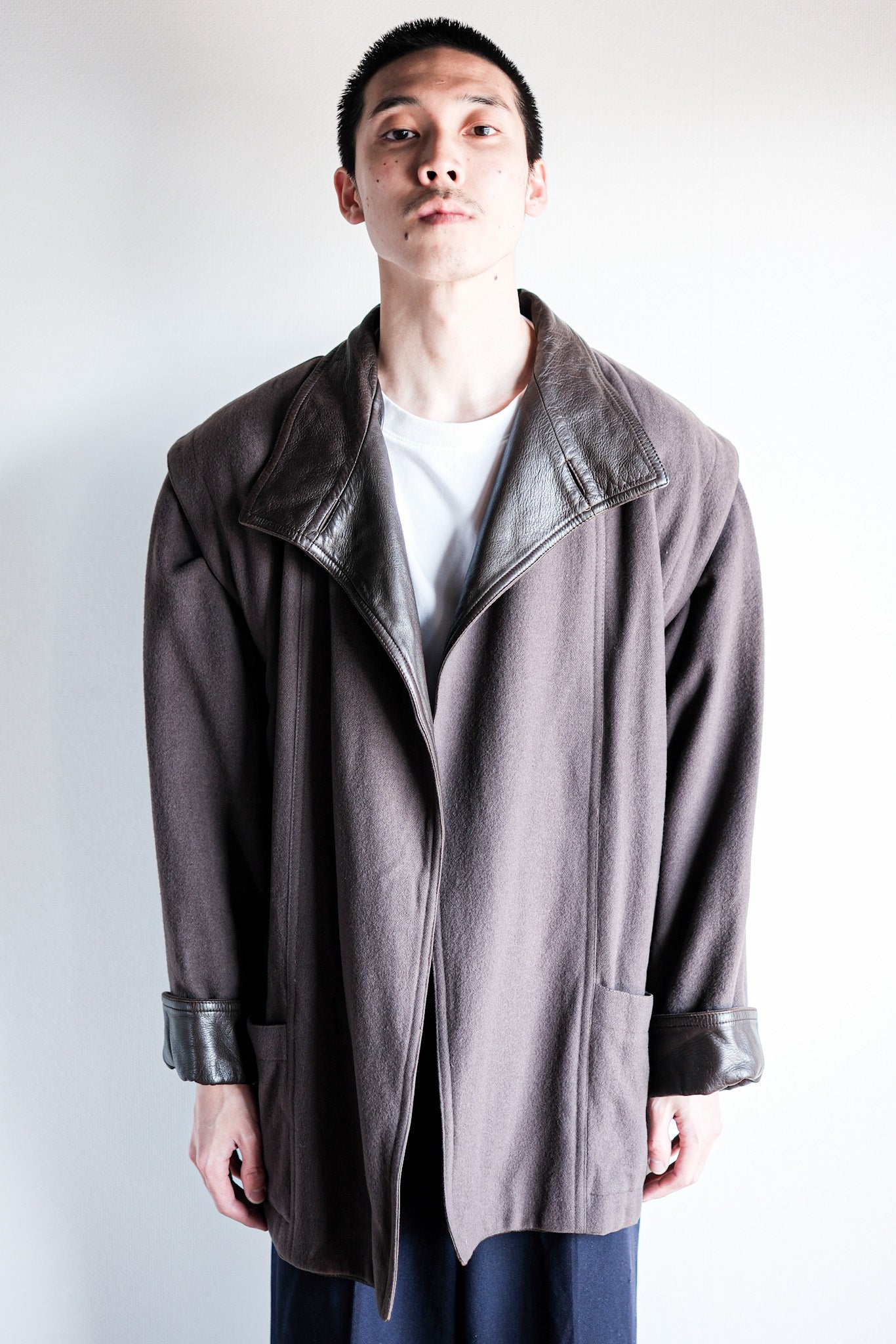 ［~80's］Old Gucci Wool Leather Jacket Size.42