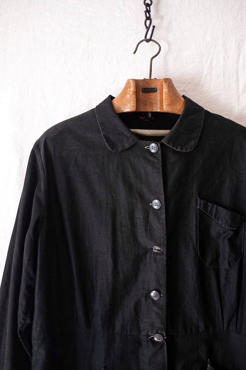 【~30's】French Vintage Black Moleskin Work Coat