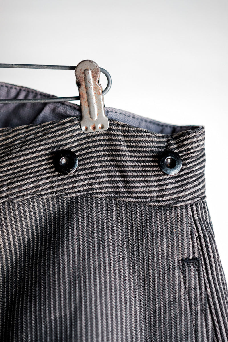 【~30's】French Vintage Cotton Pique Striped Work Pants "Dead Stock"