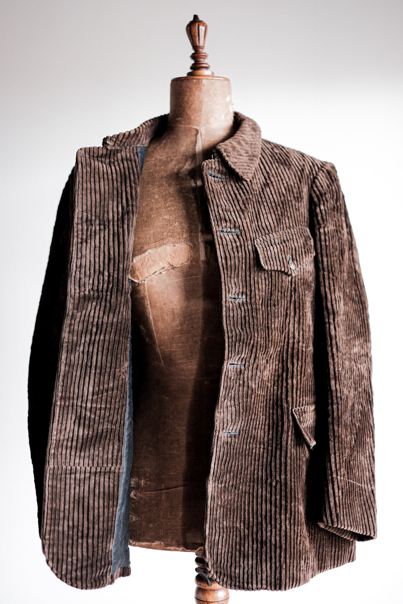 【~30's】French Vintage Brown Heavy Corduroy Hunting Jacket "Dead Stock"