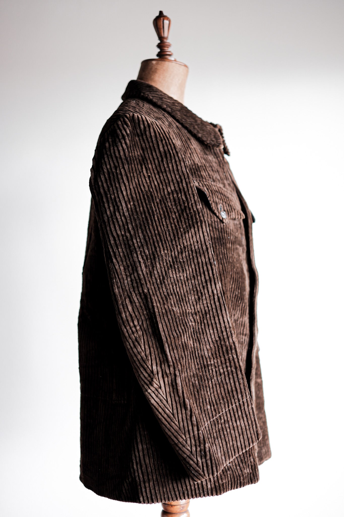 【~30's】French Vintage Brown Heavy Corduroy Hunting Jacket "Dead Stock"