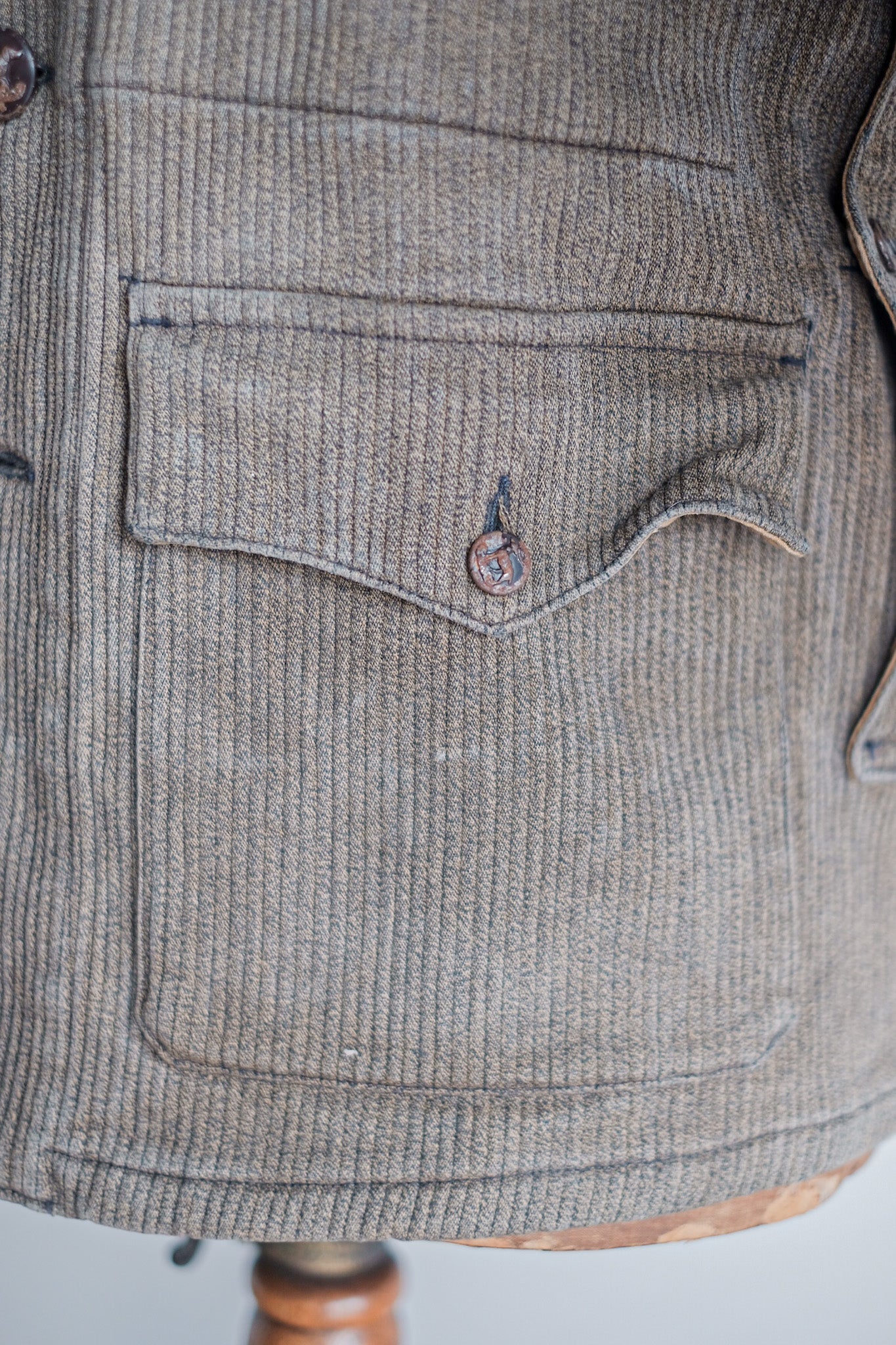 ［~40's］French Vintage Brown Salt & Pepper Cotton Pique Hunting Jacket