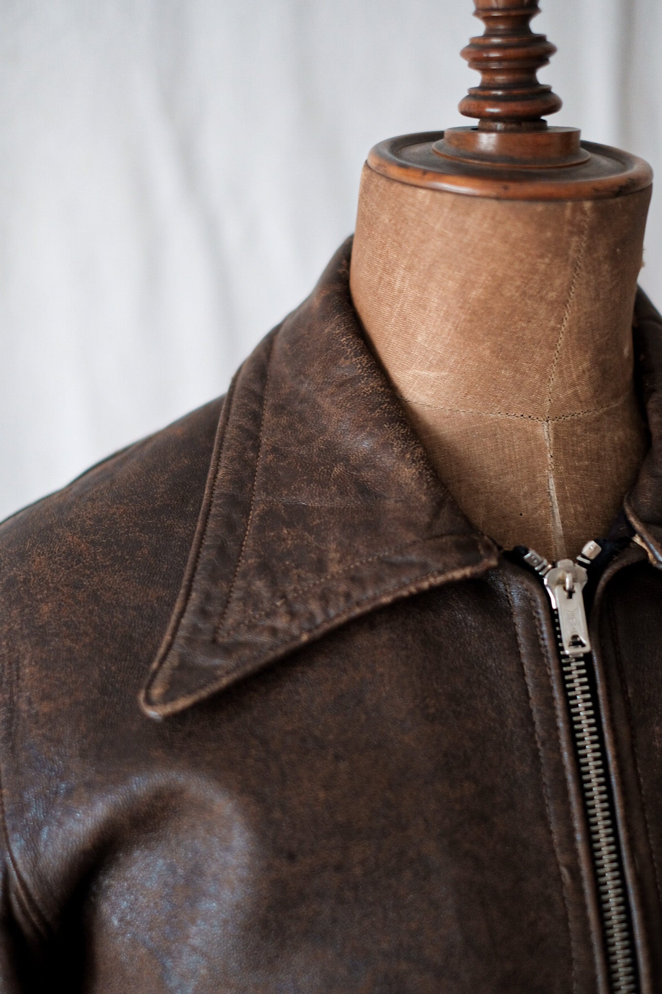 40's] French Vintage Leather Cyclist Jacket