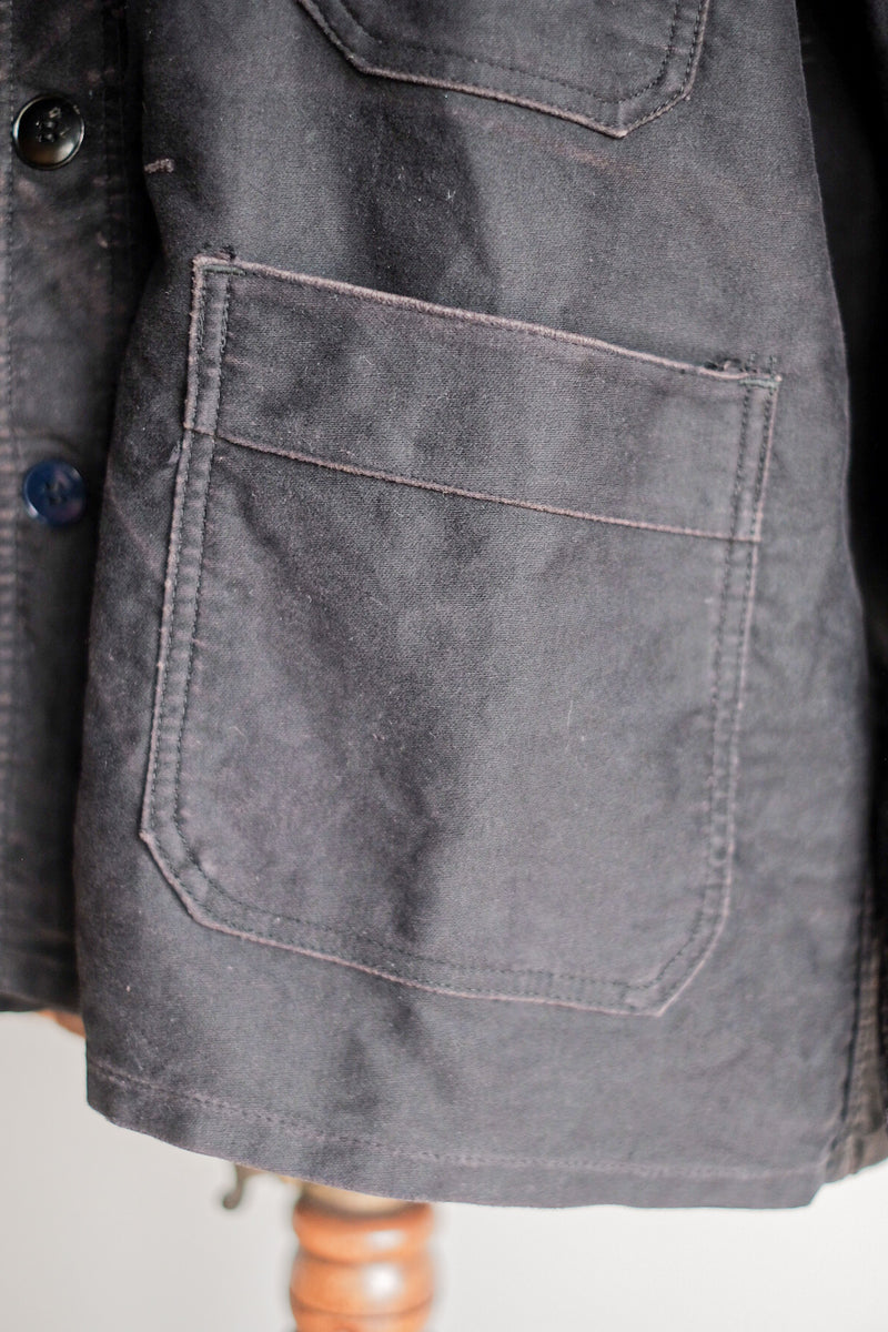 [~ 60's] แจ็คเก็ตทำงานของ Moleskin สีดำวินเทจฝรั่งเศส