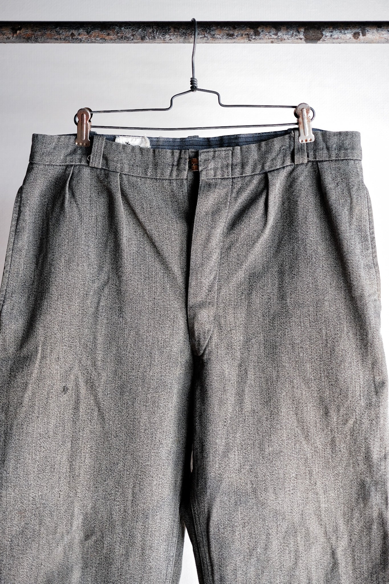[~ 40's] กางเกง Chambray สีดำวินเทจฝรั่งเศส