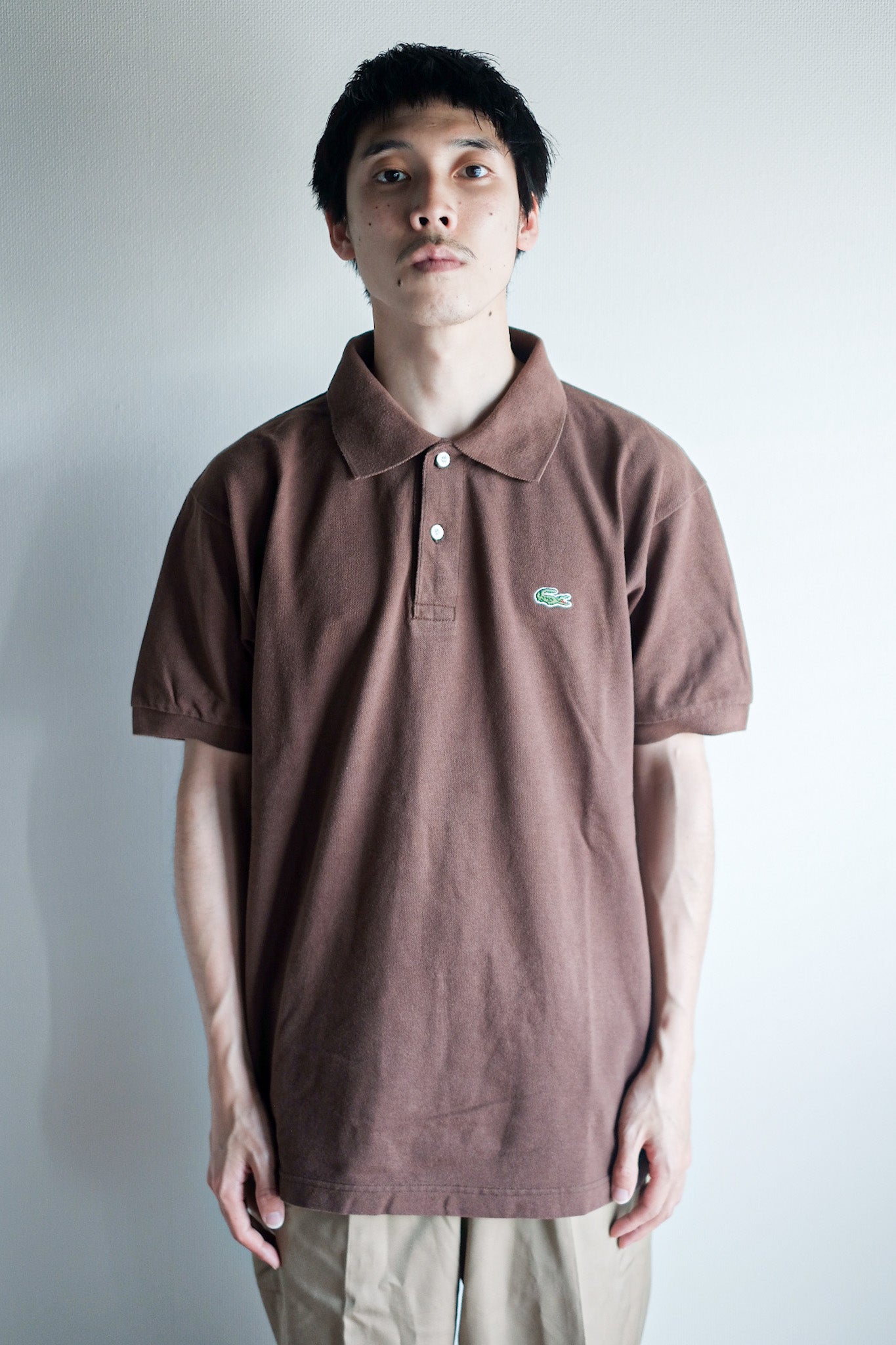 [~ 80's] Chemise Lacoste S/S Polo Shirt Size.6 "Brown"
