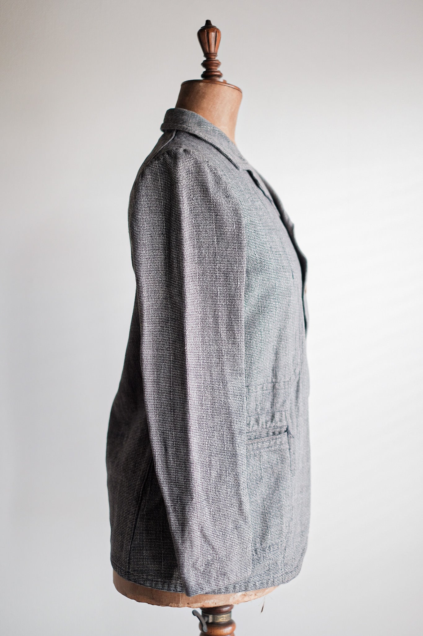 [~ 30 '] 프랑스 빈티지 코튼 체크 자루 재킷