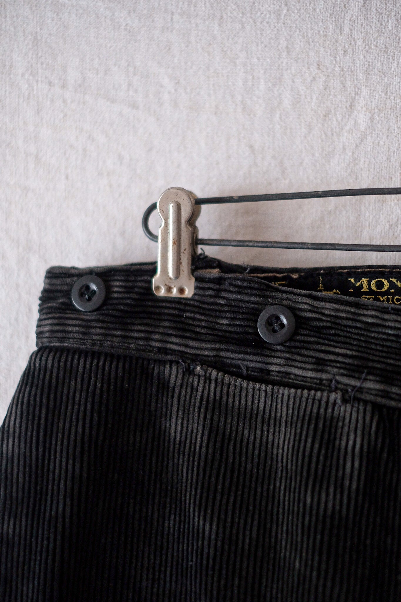 【~40's】French Vintage "Le Mont St. Michel" Black Corduroy Work Pants