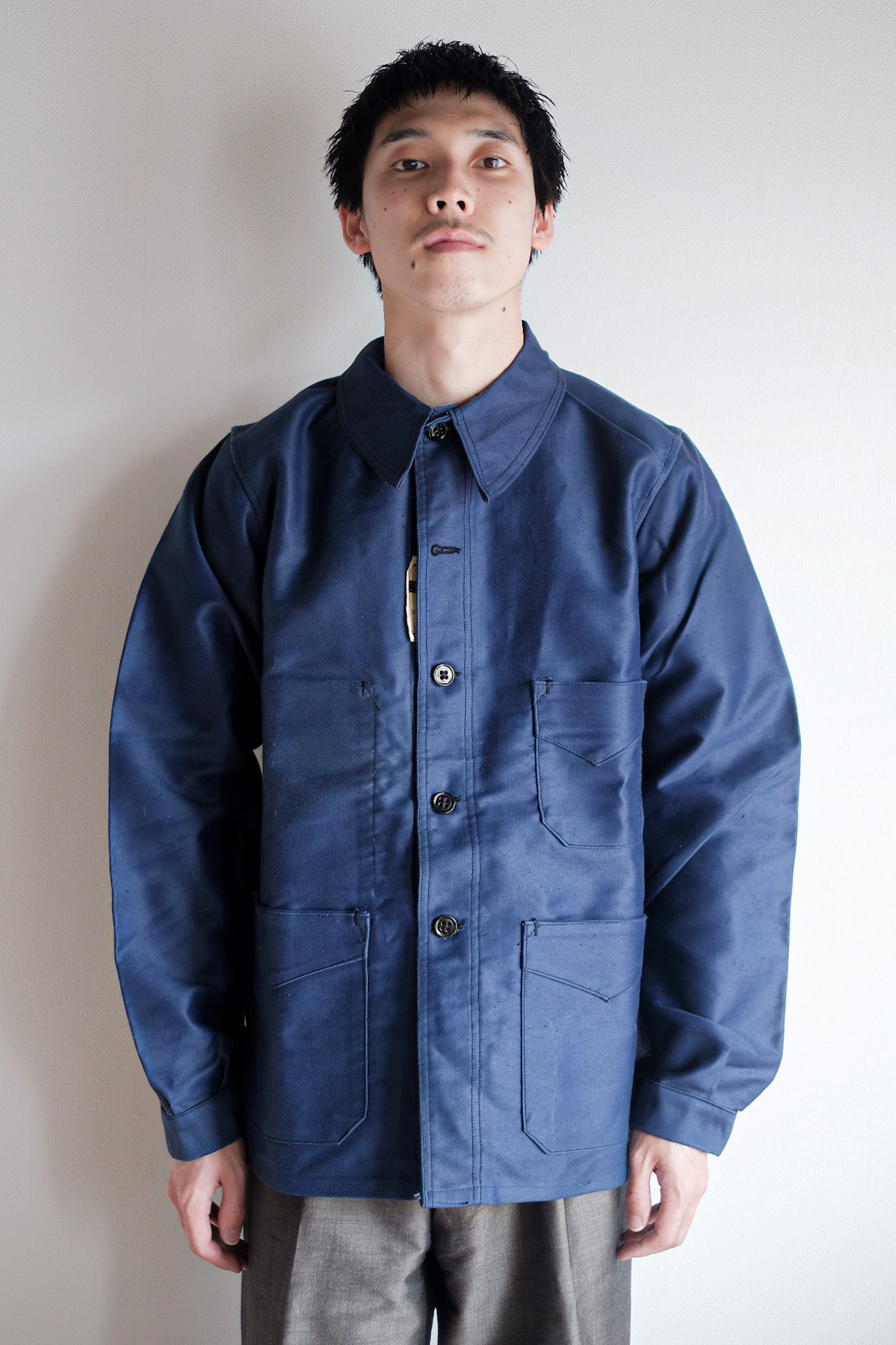 ［~40's］French Vintage Blue Moleskin Work Jacket "Dead Stock"