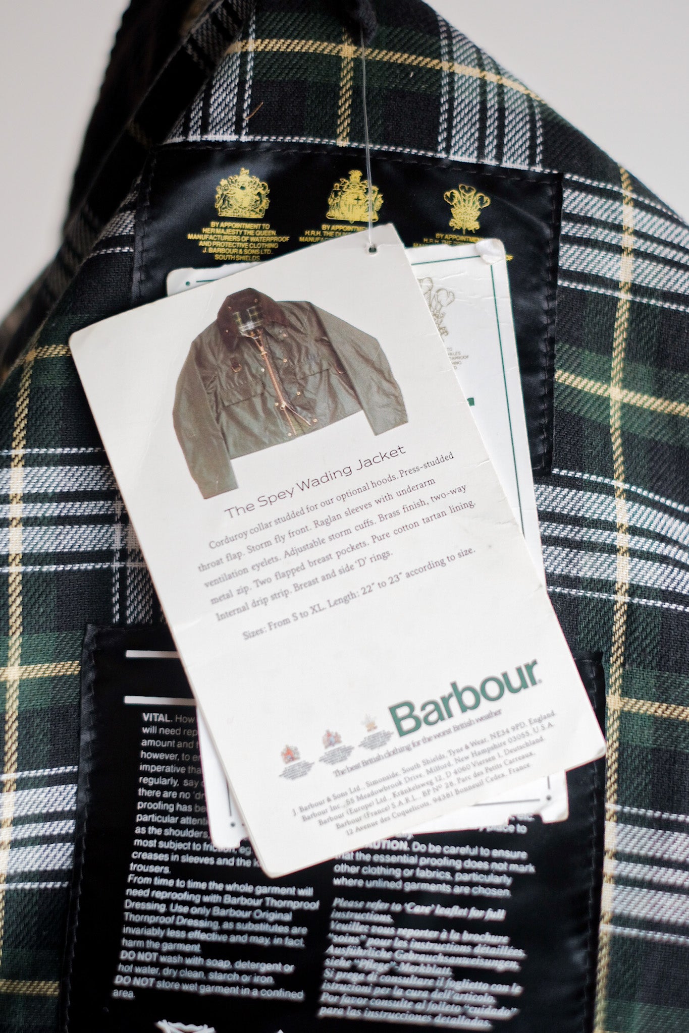【~90's】Vintage Barbour "SPEY" 3 Crest Size.MEDIUM "Dead Stock"