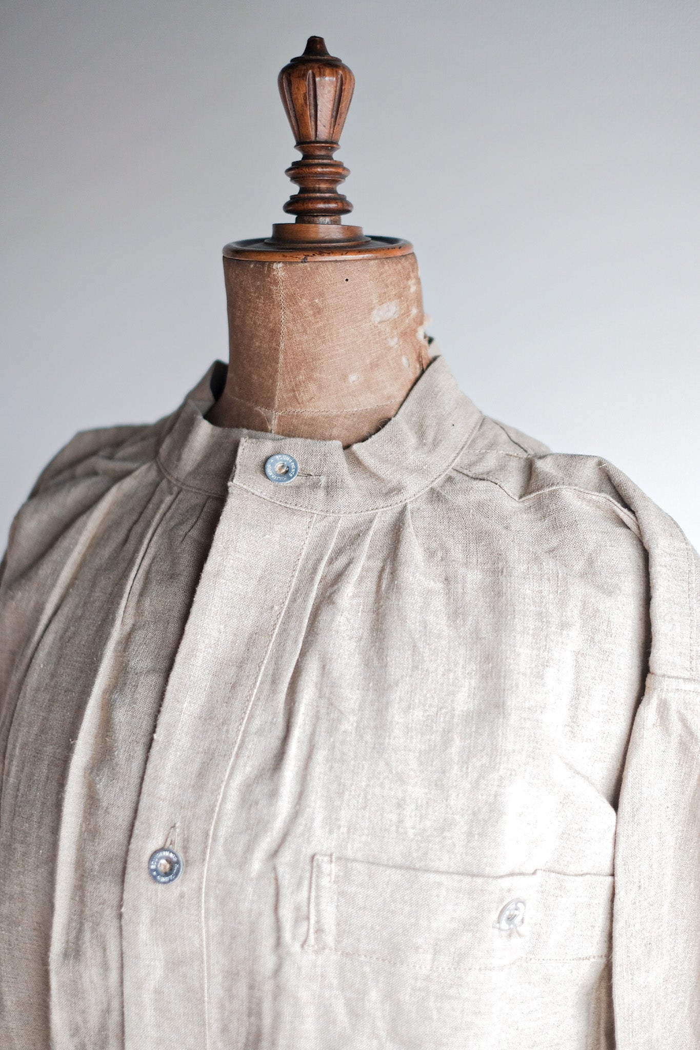 ［~50's］French Army Bourgeron Linen Smock Hospital Military "Dead Stock"