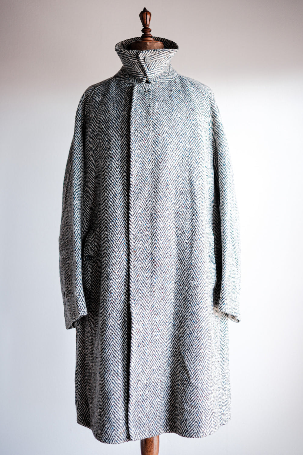 ［~80's］Vintage Burberry's Single Raglan HBT Wool Balmacaan Coat Size.44R "HESPEN MODE-SPORT BREMEN. 別注"