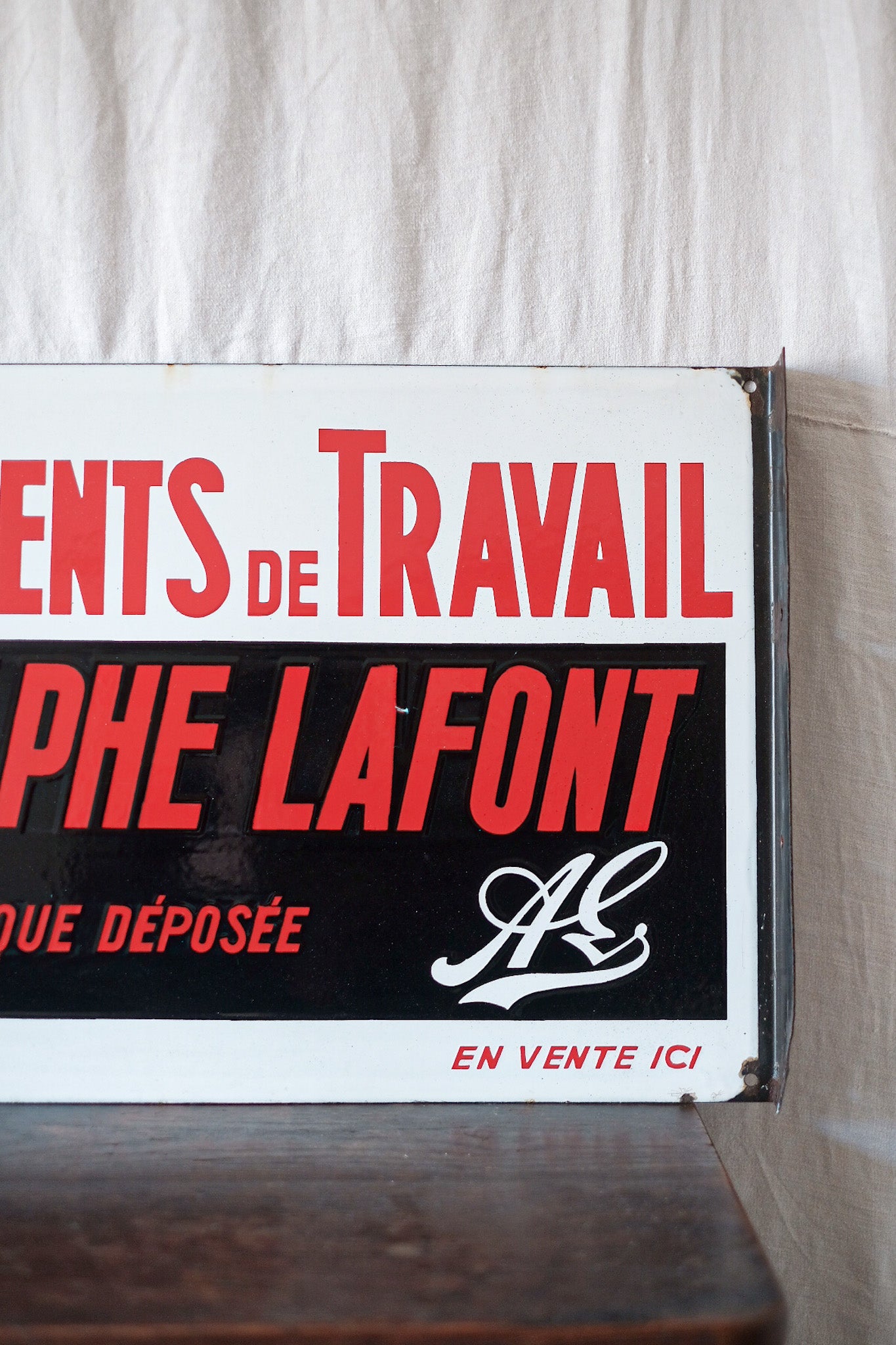 [~ 50's] French Vintage Enamel Plate "Adolphe Lafont"