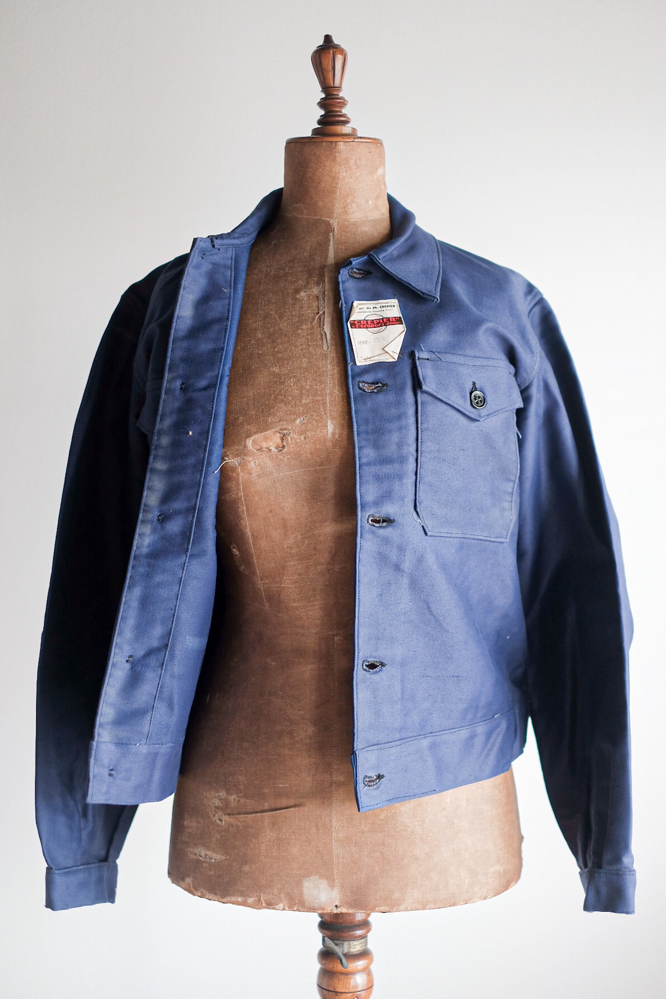 40's] French Vintage Blue Moleskin Cyclist Jacket 