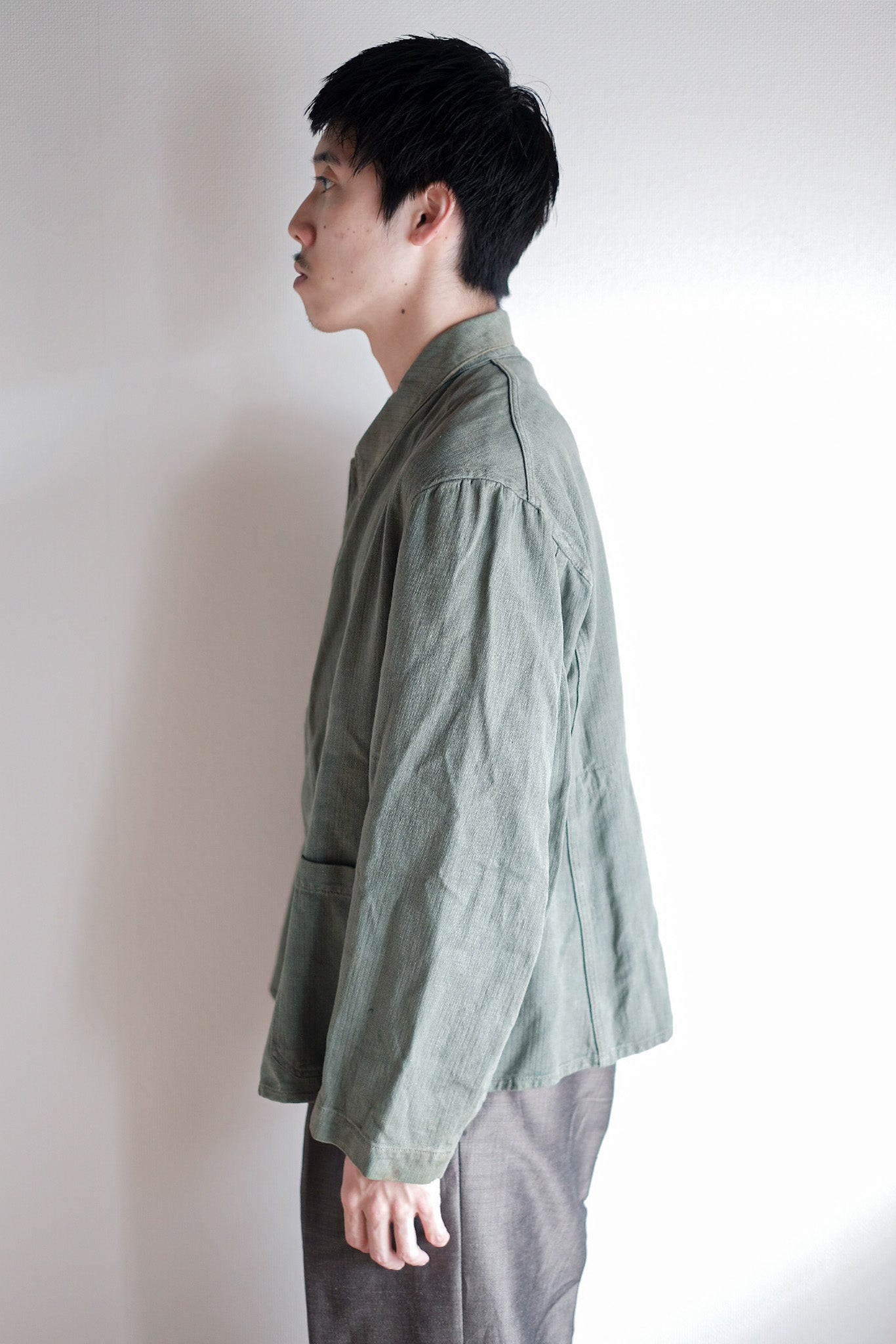 ［~30's］WW2 German Army Drillich Green HBT Linen Jacket