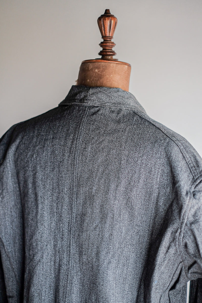 [~ 50's] French Vintage PTT Black Chambray Atelier Coat "Dead Stock"