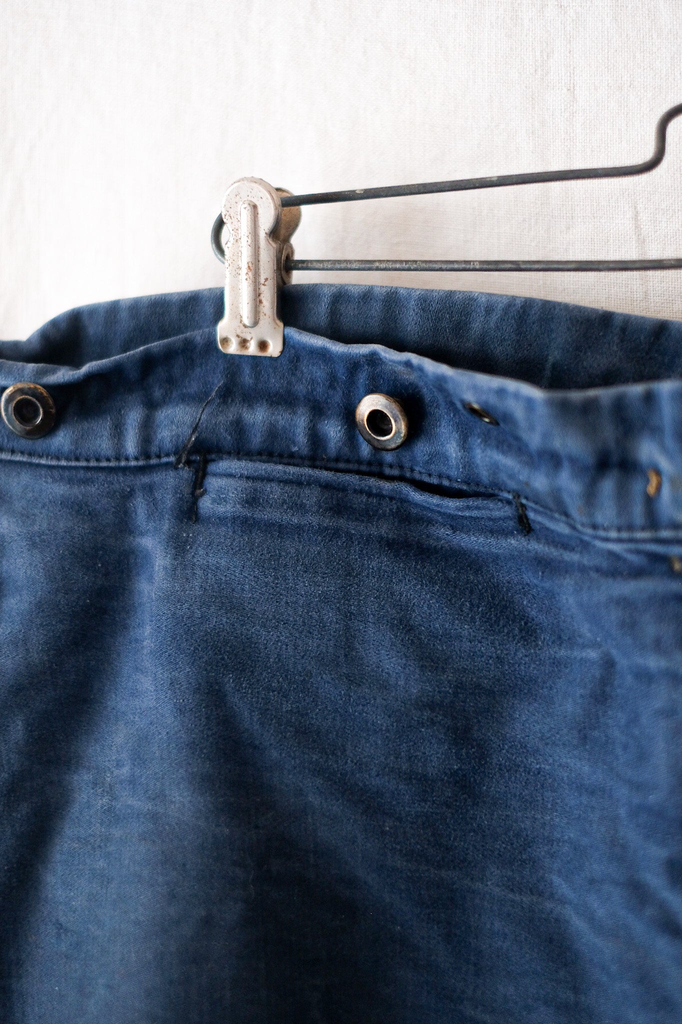[〜30年代]法國復古藍色摩爾斯金褲子褲子“ Adolphe Lafont”