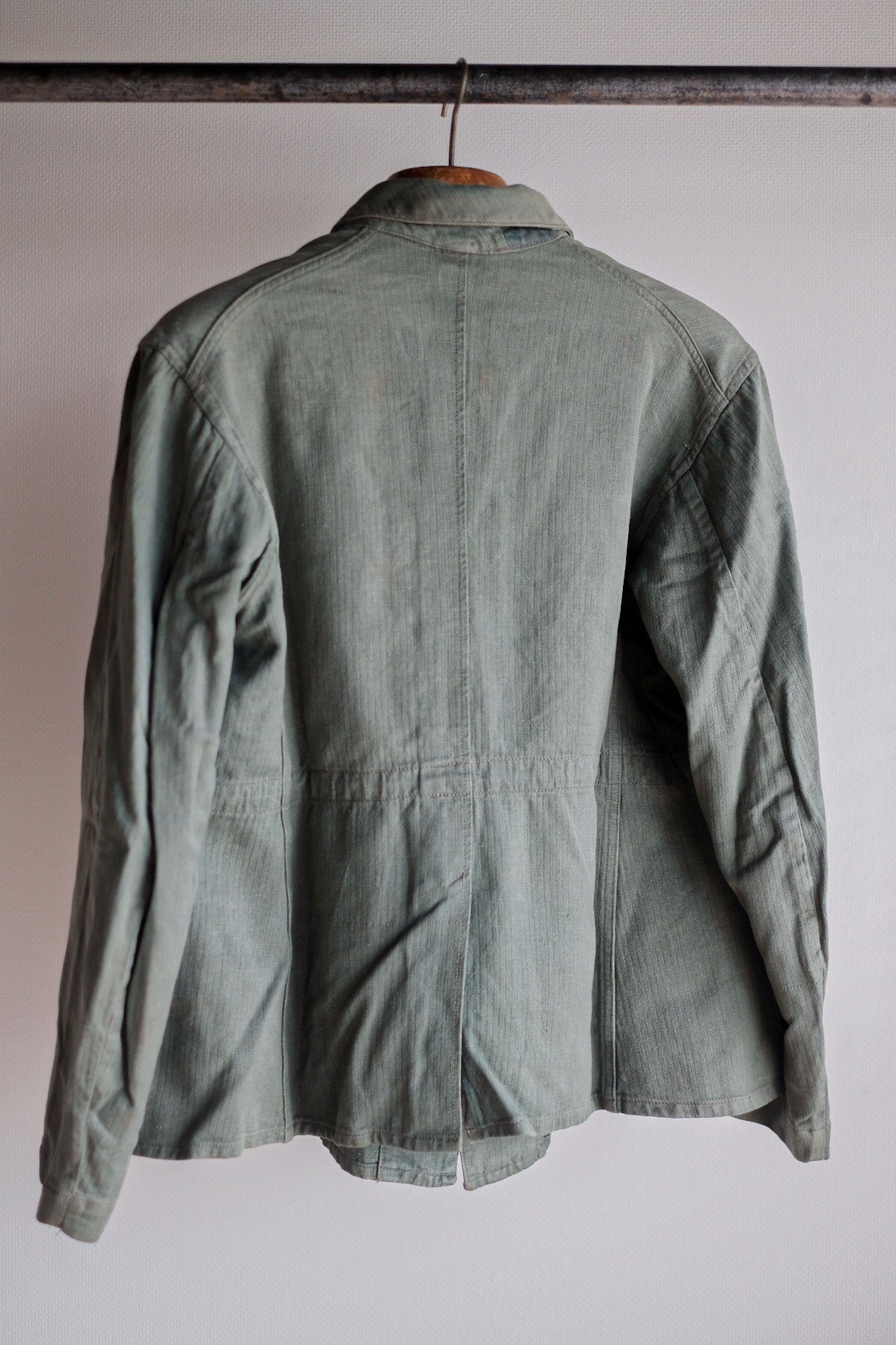 【~30's】WW2 German Army Drillich Green HBT Linen Jacket