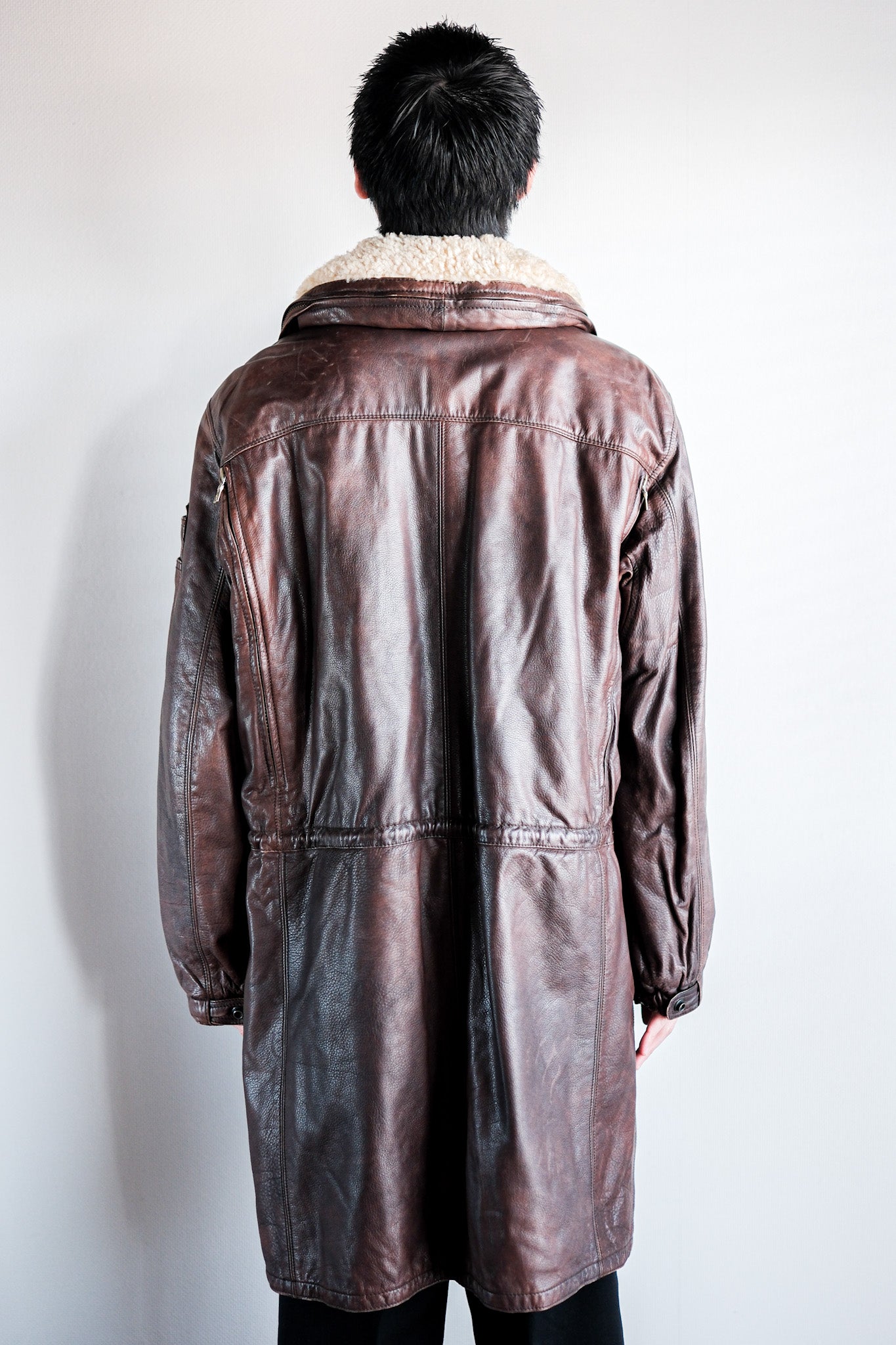 [~ 80's] Old Giorgio Armani Aviator Style Cuir Coat Taille.48