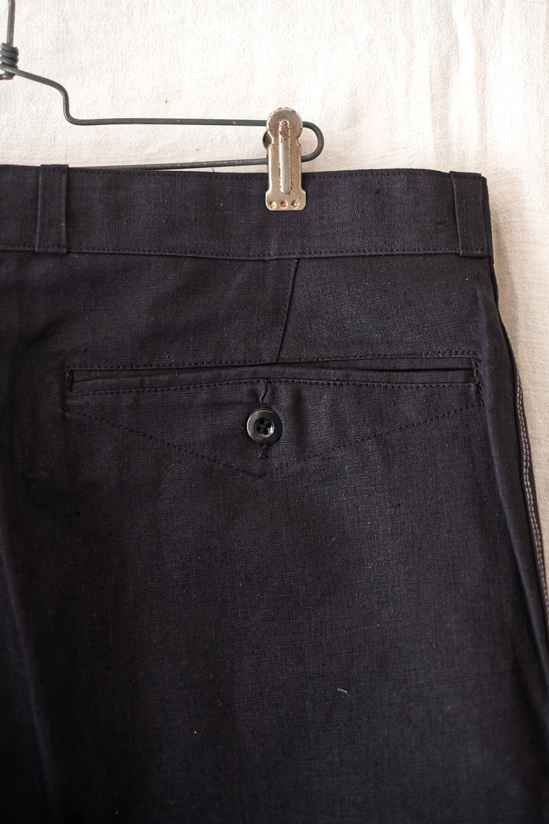 [~ 50's] กางเกงผ้าลินินสีดำวินเทจฝรั่งเศส "สต็อกตาย"