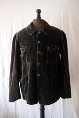 【~30's】French Vintage Dark Brown Corduroy Gamekeeper Hunting Jacket